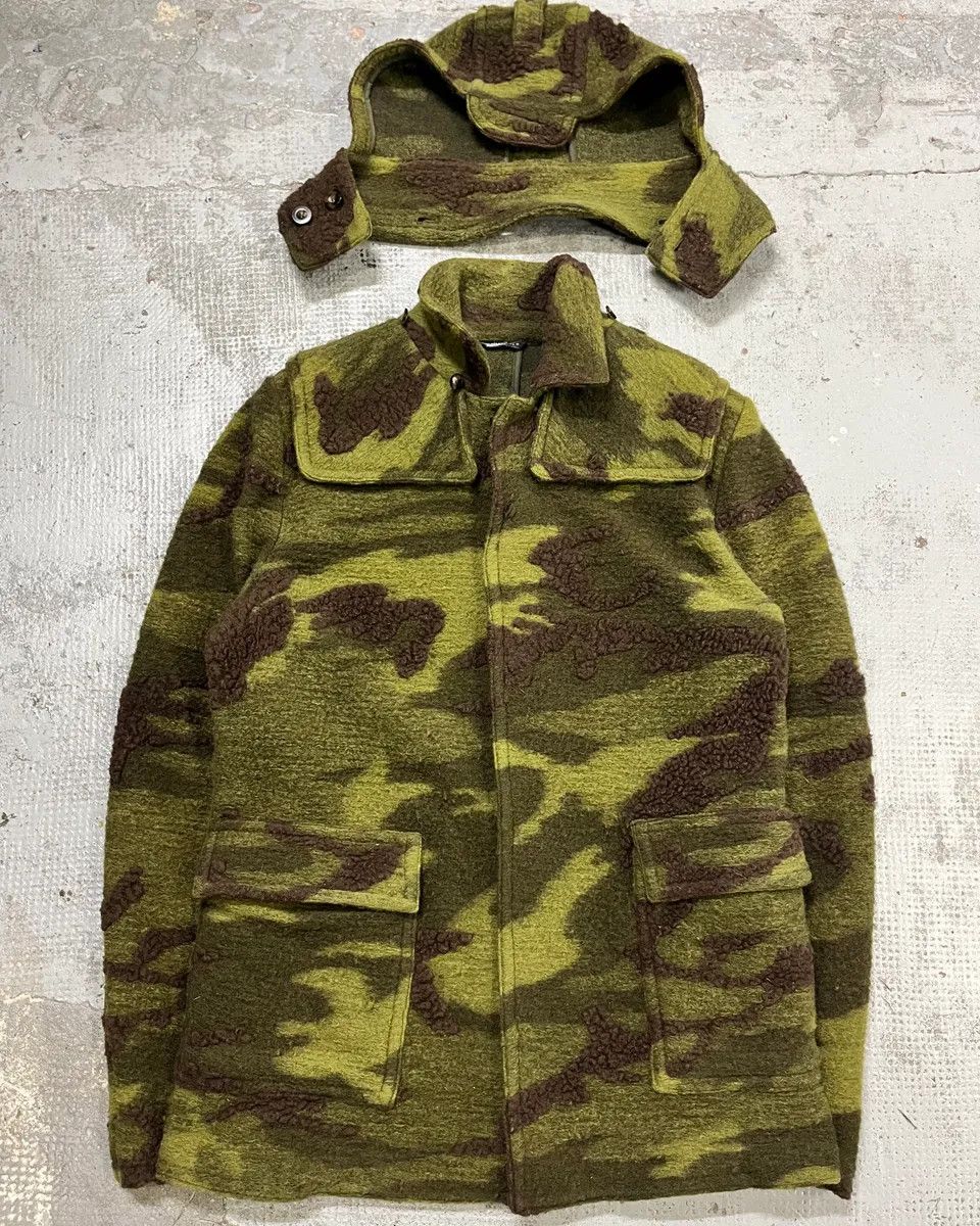 Daniele Alessandrini Daniele Alessandrini Camo Green Wool Detachable Hood Military Jacket Size US M / EU 48-50 / 2 - 1 Thumbnail