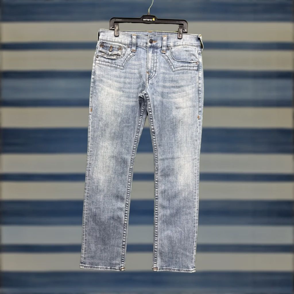 True Religion True Religion Jeans Mens 33 Ricky Straight Denim 5-Pocket 33 in Blue Cotton Relaxed Vintage No Size US 33 - 1 Thumbnail