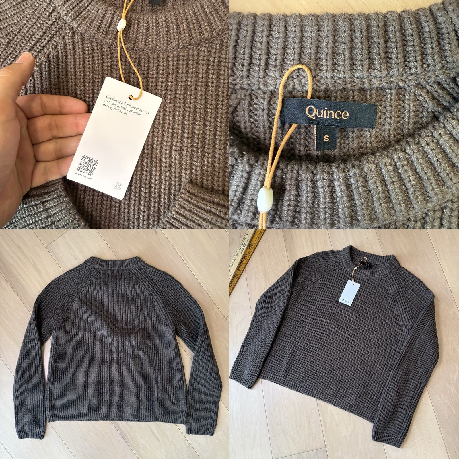 Quince Quince Fisherman Crew Sweater Women's Small Brown Organic Cotton Pullover NWT Size S / US 4 / IT 40 - 8 Thumbnail