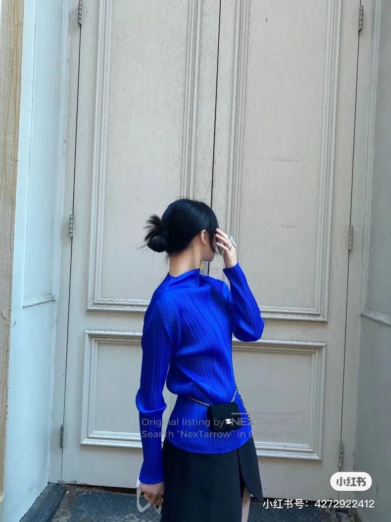 Issey Miyake Issey Miyake Electric Blue Klein Blue Short Sleeve Size L / US 10 / IT 46 - 8 Thumbnail