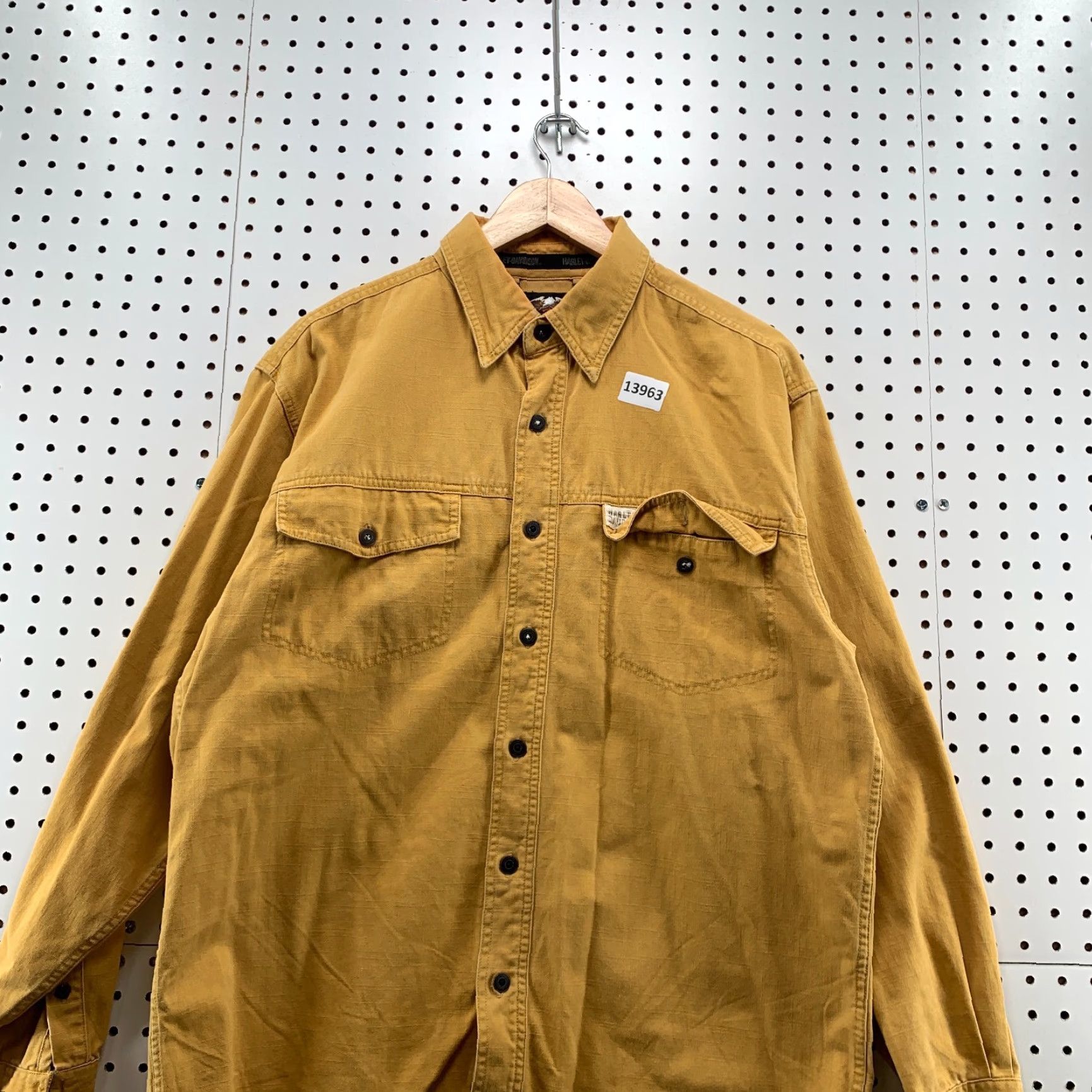 Harley Davidson VINTAGE Harley-Davidson Shirt Brown Tan Button Down Back Spellout Size Medium Size US M / EU 48-50 / 2 - 7 Thumbnail