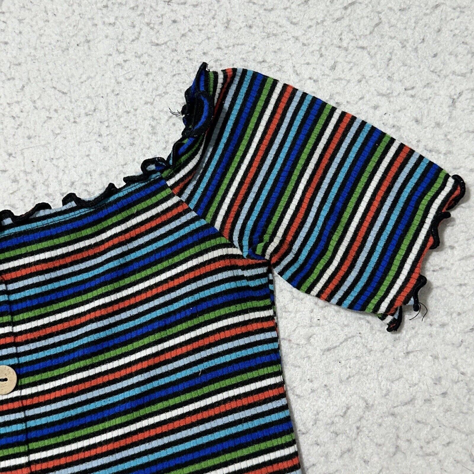 Other Ambiance Medium Crop Top Rainbow Striped TShirt Button Front Size M / US 6-8 / IT 42-44 - 4 Thumbnail