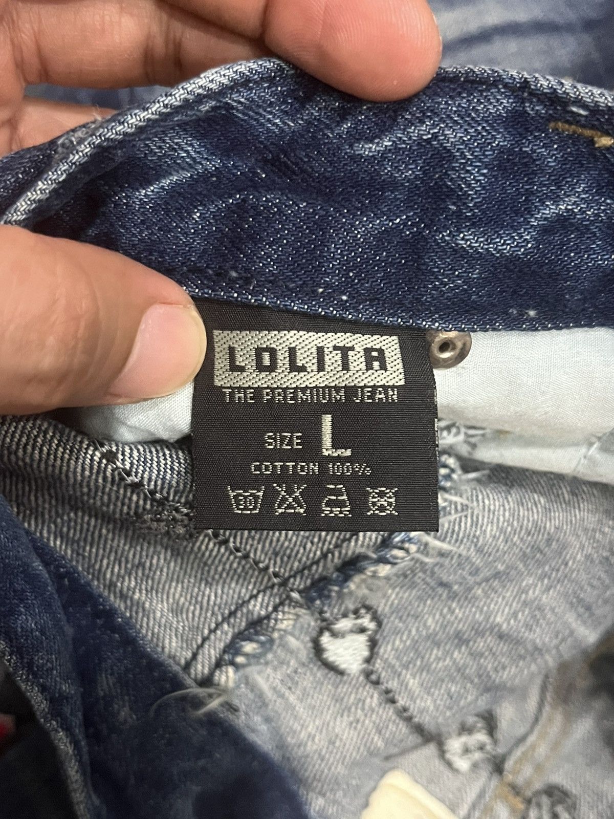 Hysteric Glamour Vintage Lolita “Doodles Skull” Distressed Blue Washed Jeans Size US 32 / EU 48 - 22 Thumbnail