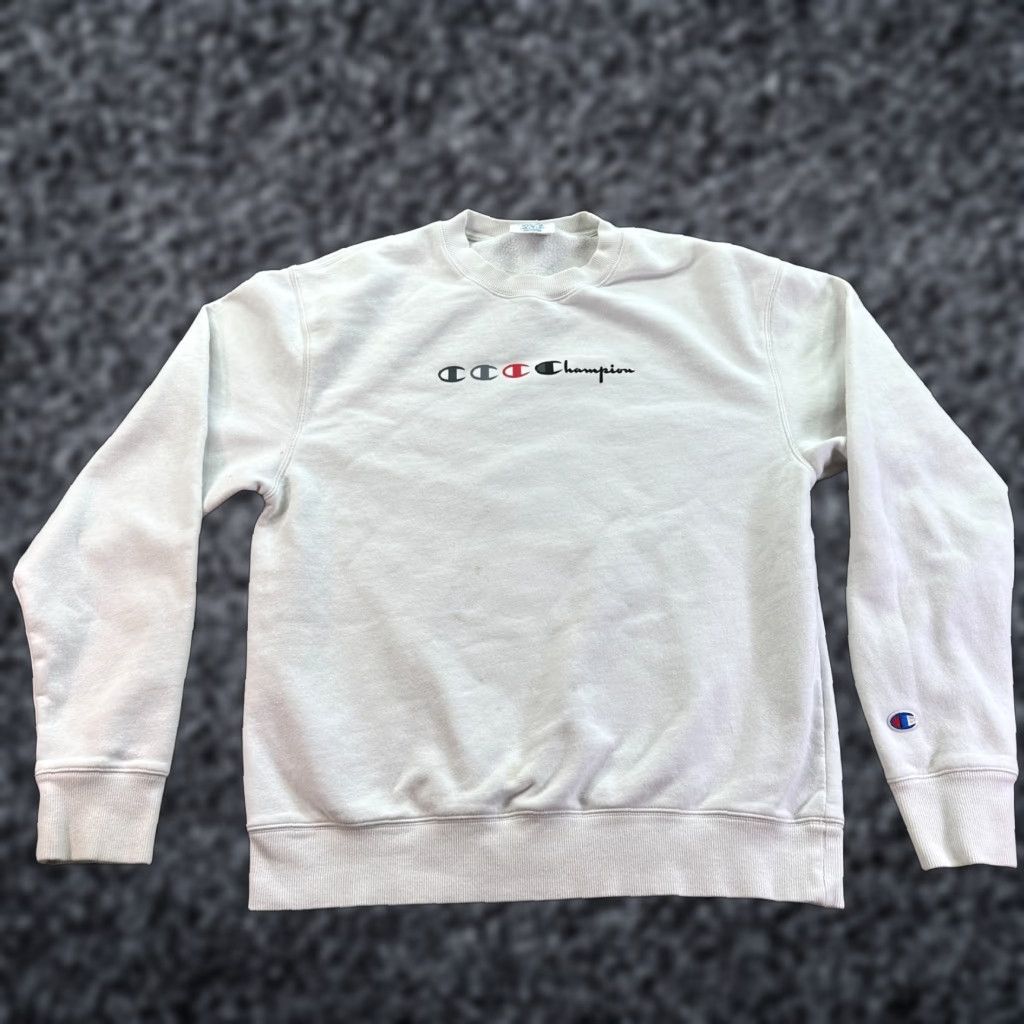 Champion Champion Sweatshirt Mens Medium White Logo Crewneck - Regular Fit, Cotton-Poly Knit, All Seasons, Pullover, Vintage No Size US M / EU 48-50 / 2 - 1 Thumbnail