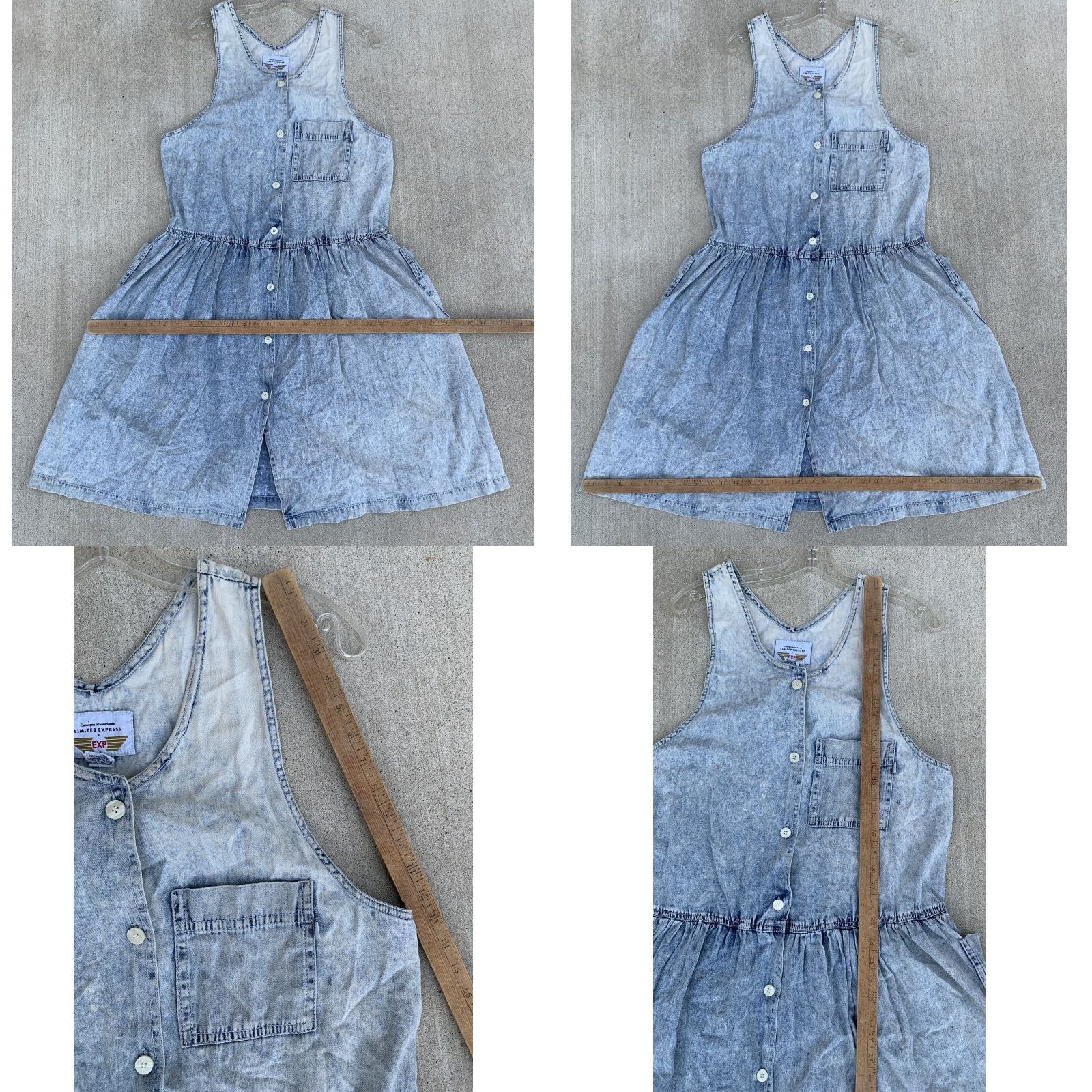 Express VINTAGE Limited Express Jumper Dress Casual 1980s Blue Cotton Pockets L Womens Size L / US 10 / IT 46 - 11 Thumbnail