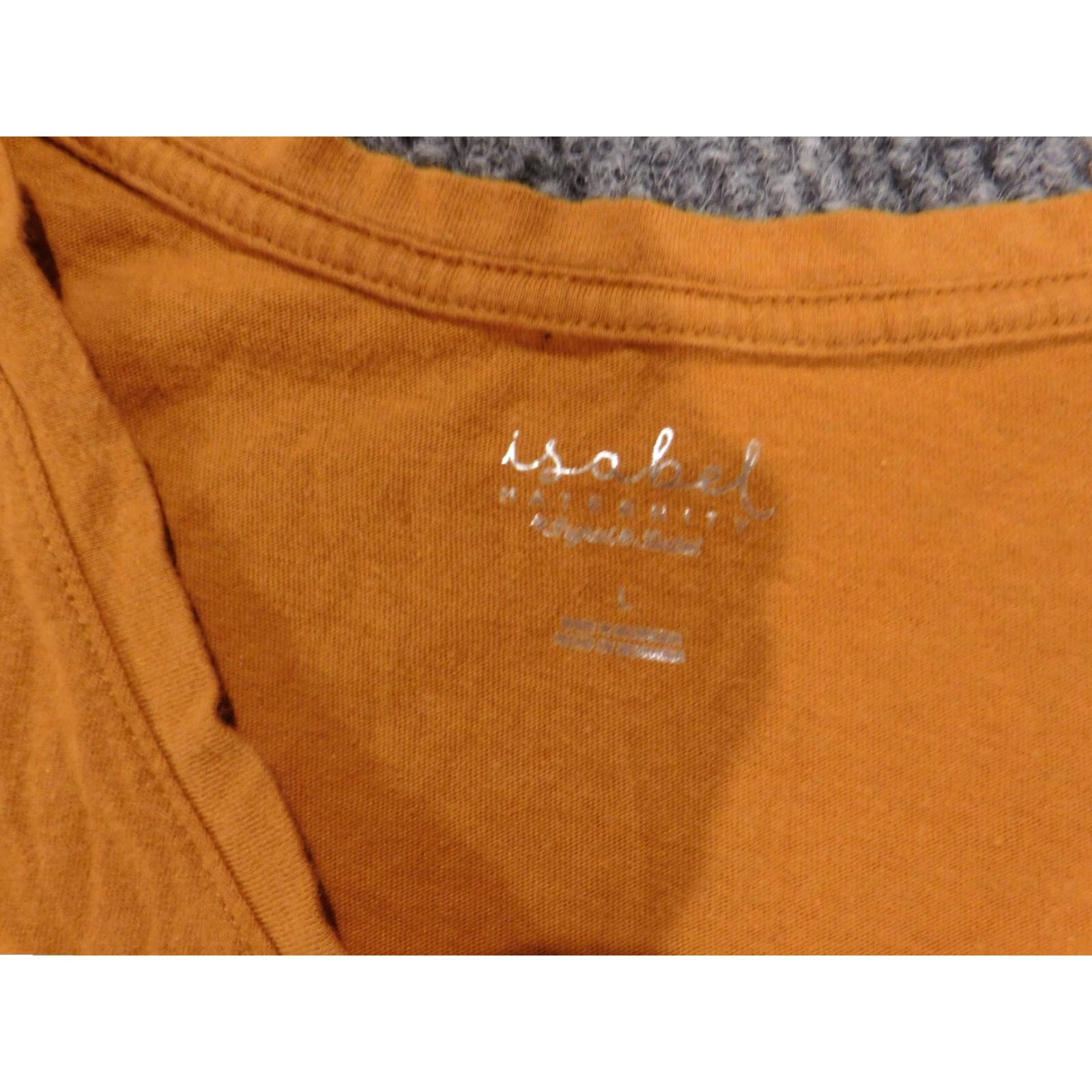 Vintage Isabel Blouse Shirt Womens L Orange Round Neck Short Sleeve Pullover Casual Polyester Sheer Button Basic Regular Modern American Size L / US 10 / IT 46 - 6 Thumbnail