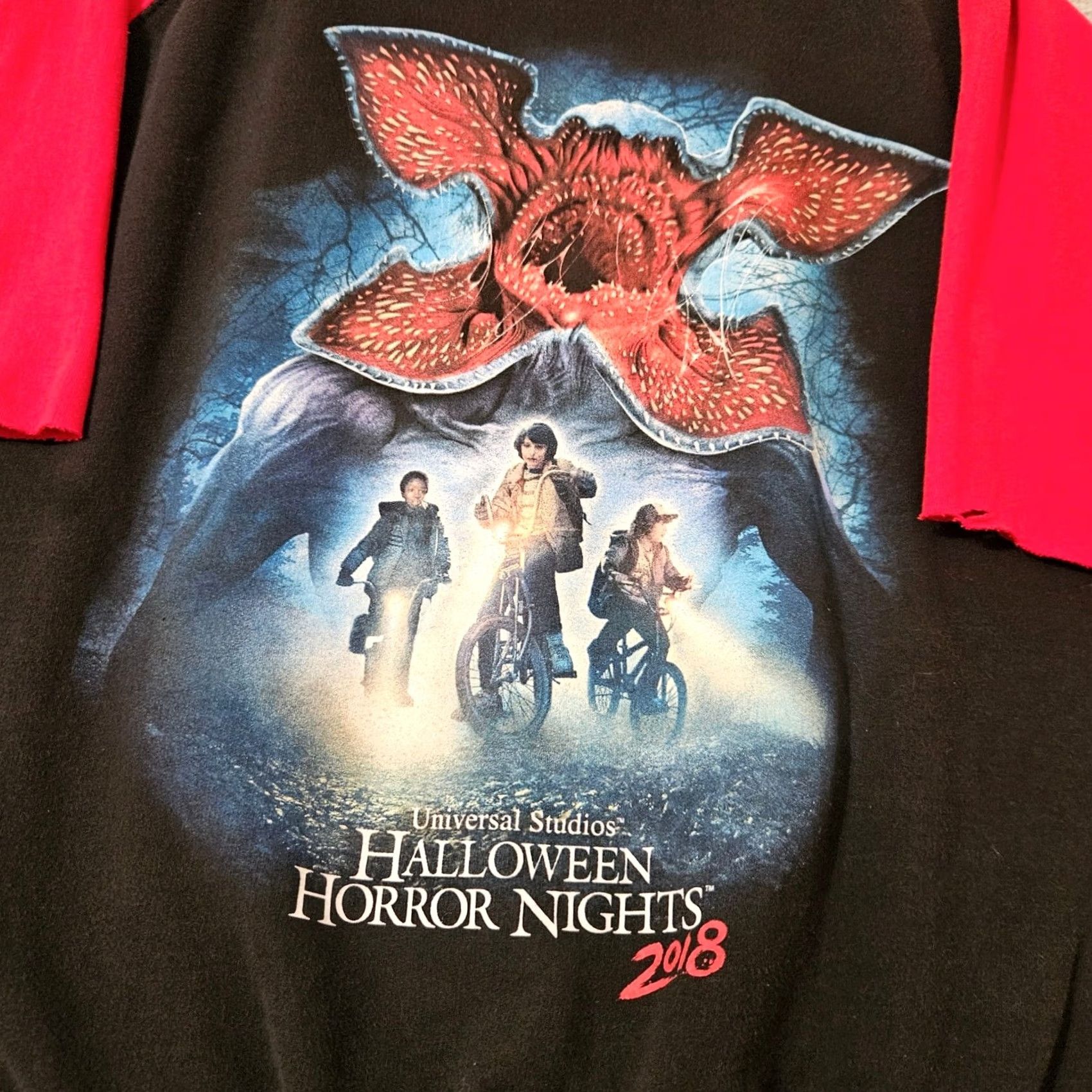 Vintage Universal Studios Stranger Things Hoodie L Men Red 2018 Halloween Horror Nights Pullover Sleeve Cut Off Size US L / EU 52-54 / 3 - 2 Thumbnail
