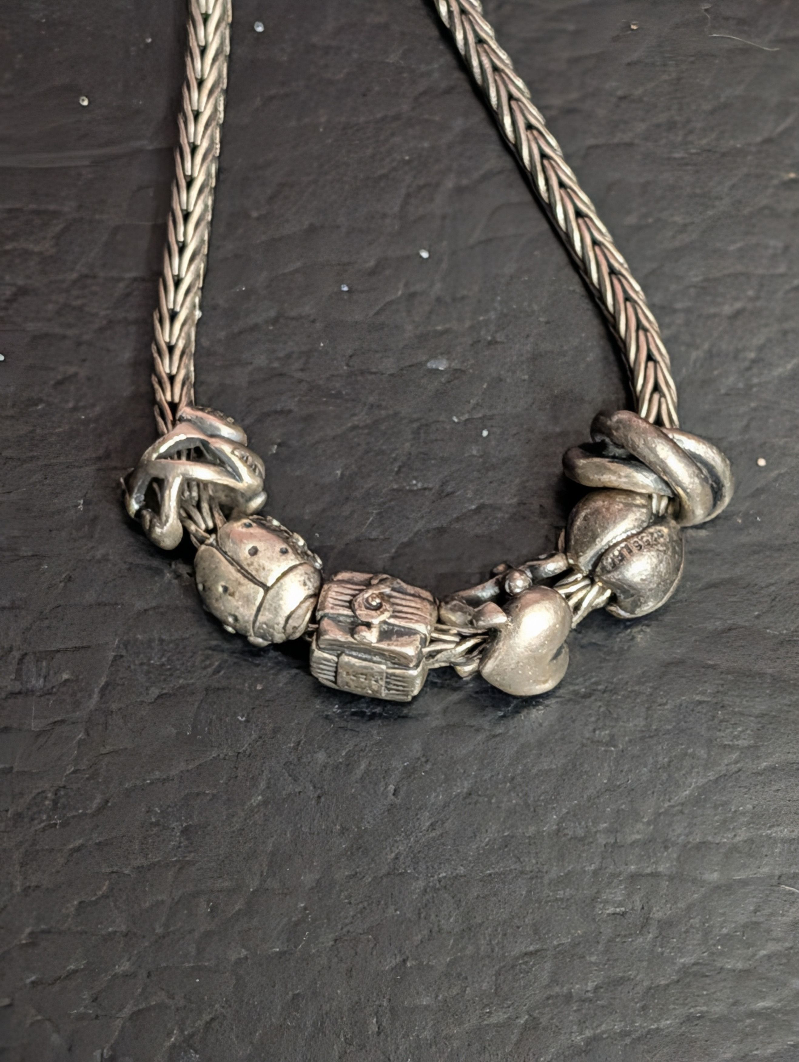 Sterling Silver TROLLBEADS 925 Foxtail 6-charm Sterling Silver Bracelet Size ONE SIZE - 14 Thumbnail