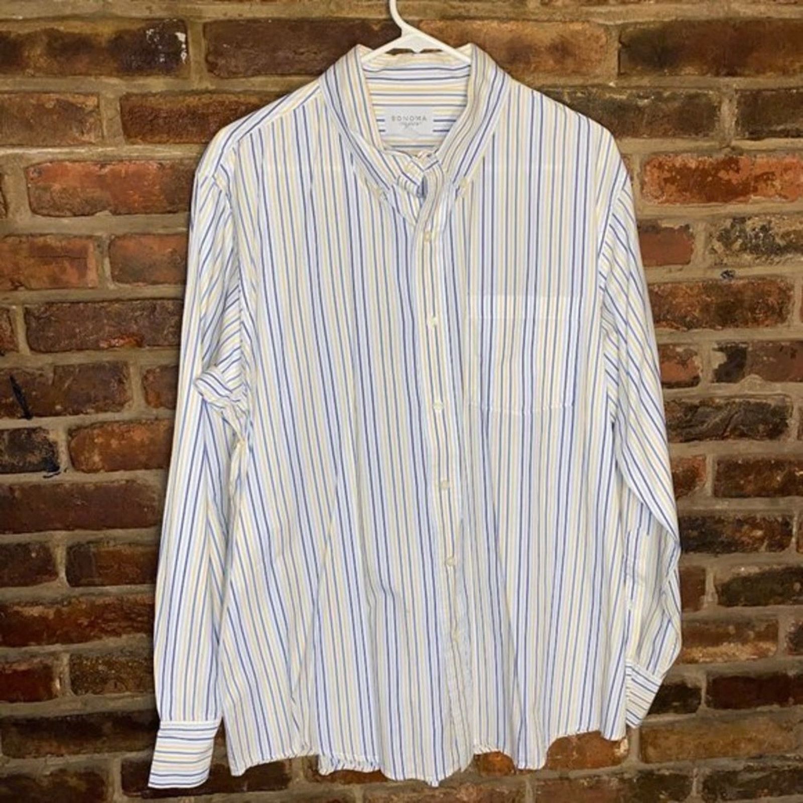 Sonoma Sonoma White Striped Long Sleeve Button Down Shirt Large Size US L / EU 52-54 / 3 - 12 Thumbnail