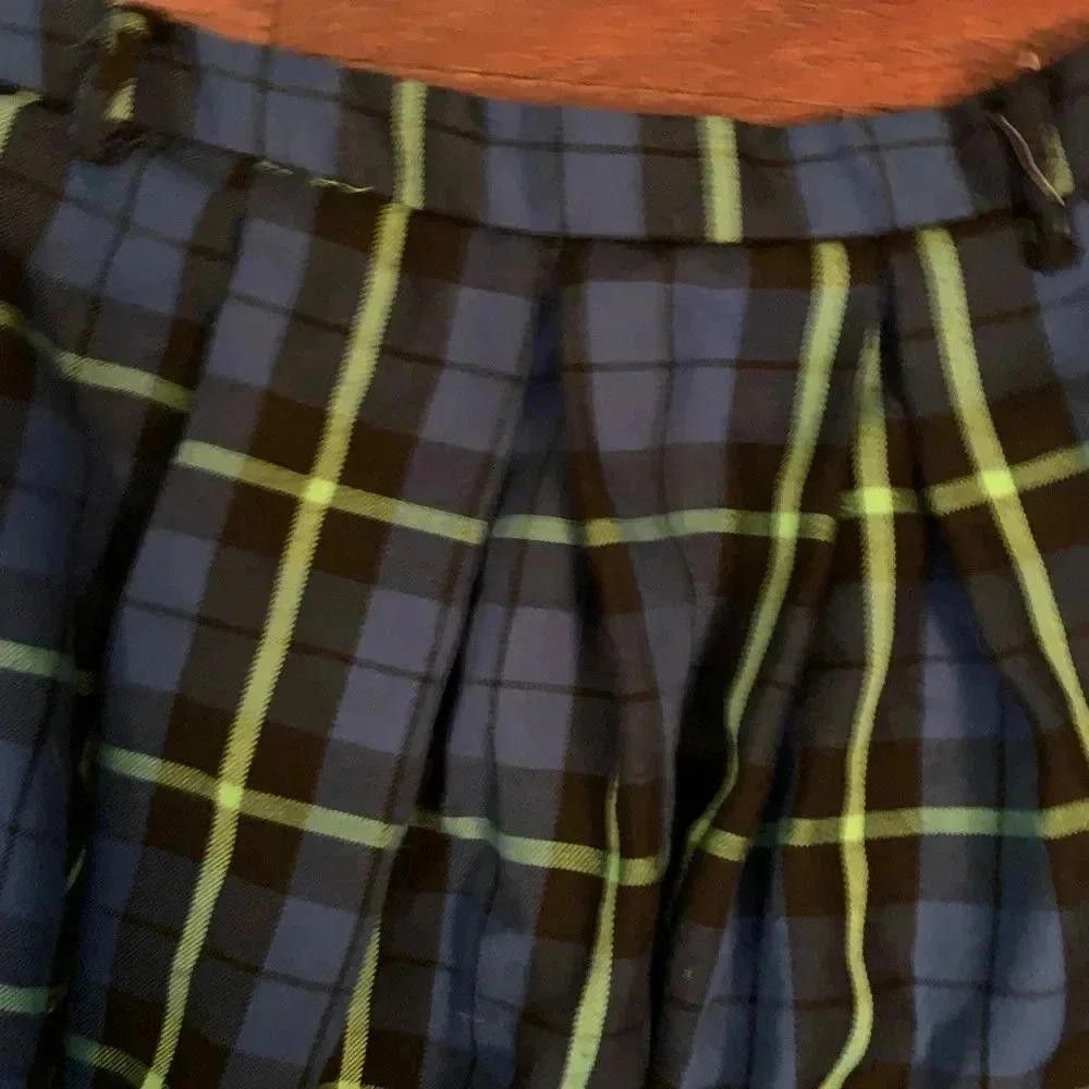 Designer Hottopic Blue Plaid Pleated Skirt - Size LG Size 36" / US 14 / IT 50 - 3 Thumbnail