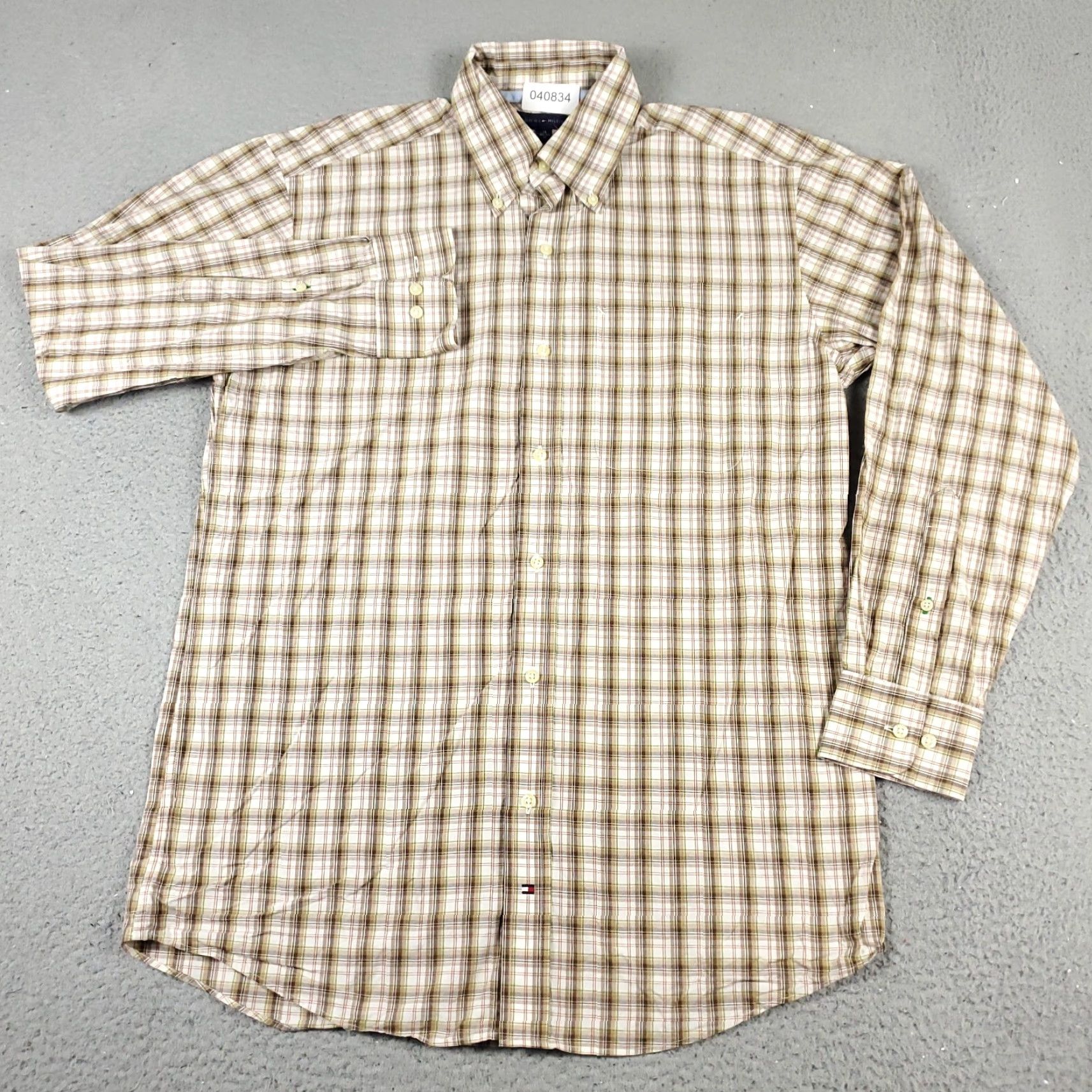 Tommy Hilfiger Tommy Hilfiger Shirt Mens Medium Beige Plaid Casual Button Up Long Sleeve Size US M / EU 48-50 / 2 - 2 Thumbnail