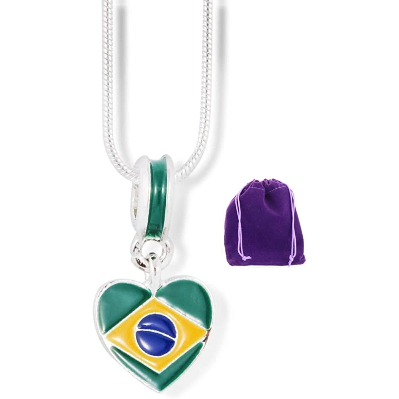 & Other Stories Brazilian Flag Brazil on Heart Necklace Pendant Jewelry Size ONE SIZE - 1 Thumbnail