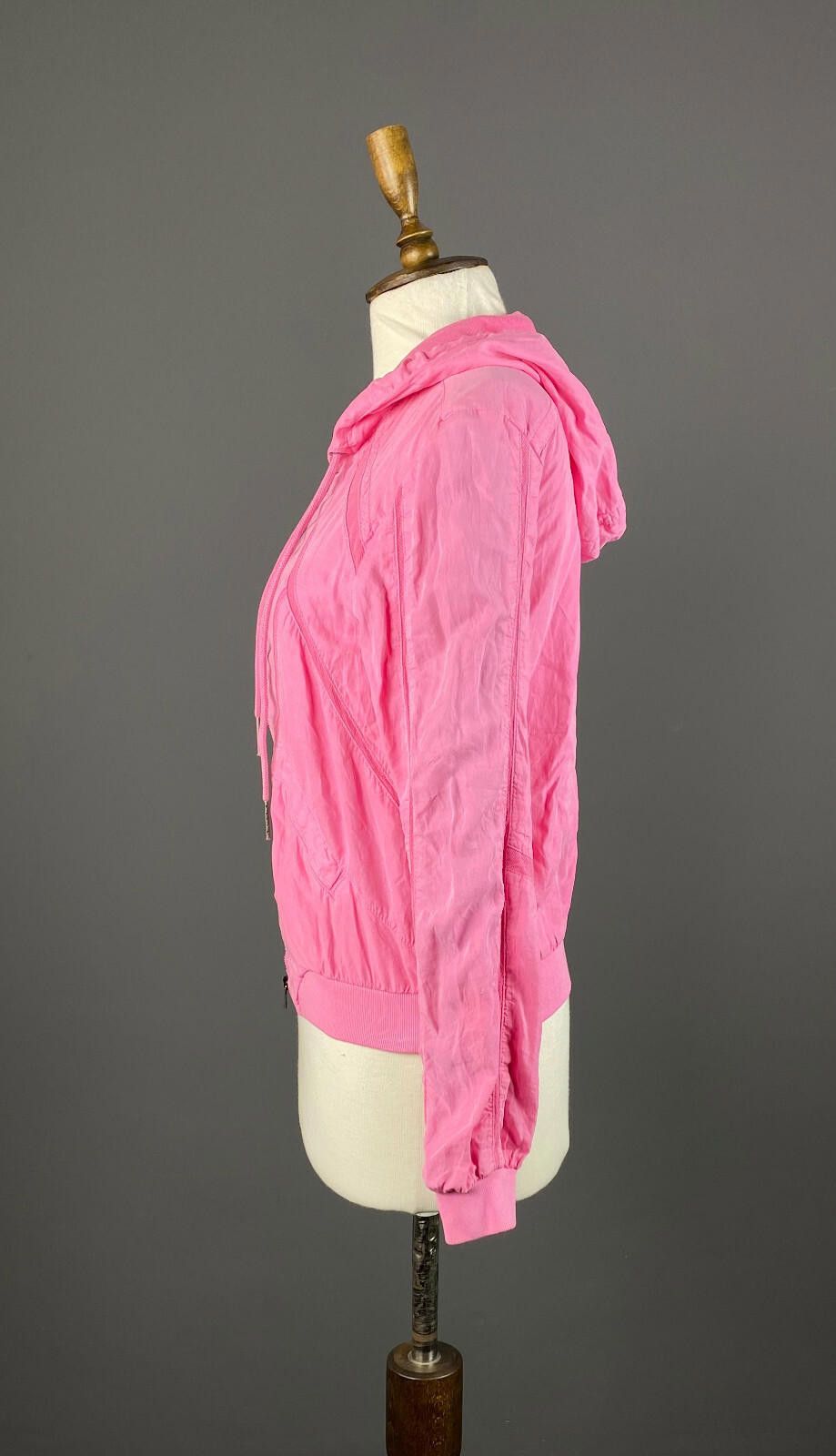 Designer Marc Cain Pink Nylon Geometric Full Zip Hooded Jacket Size 2 Size XS / US 0-2 / IT 36-38 - 5 Thumbnail