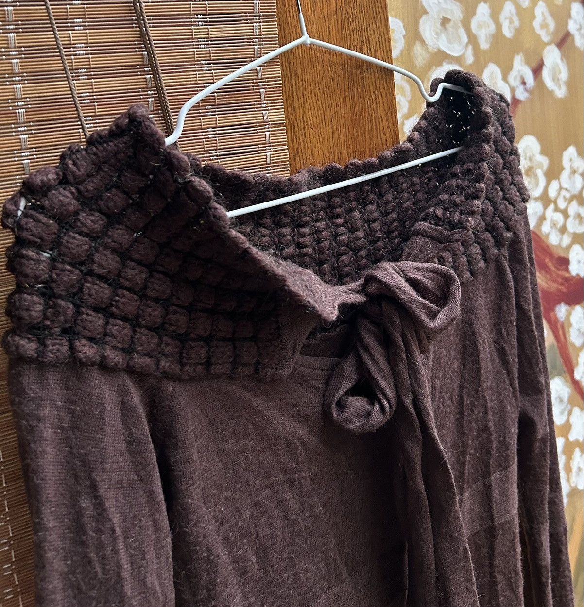 Miss Sixty Y2K Miss Sixty Brown Off The Shoulder Back Tie Bow Knit Top Size L / US 10 / IT 46 - 4 Thumbnail