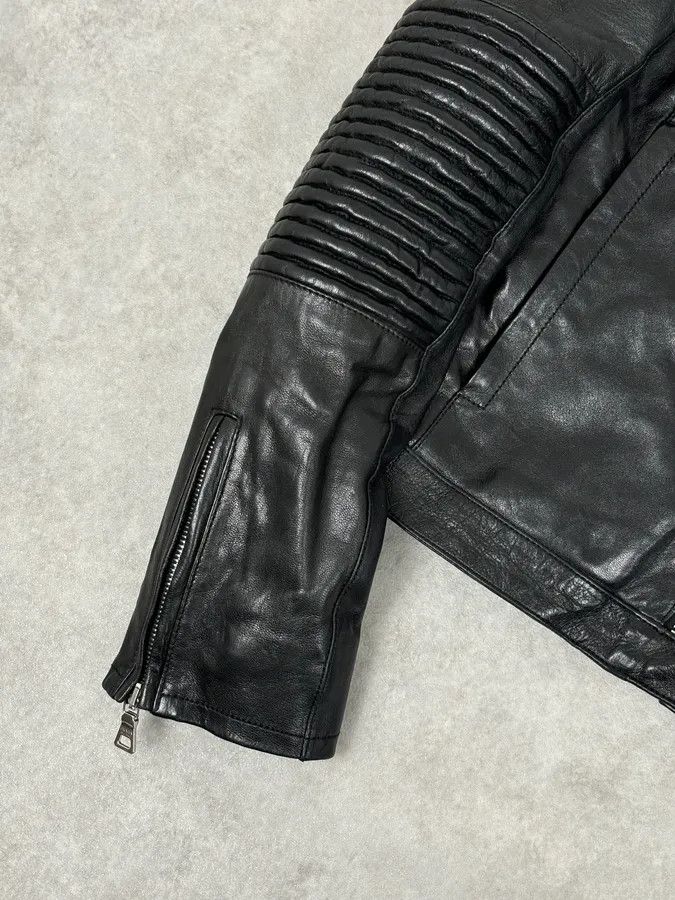 Prada 2000s Prada Black Biker Ribbed Sleeves Leather Jacket Size M / US 6-8 / IT 42-44 - 8 Thumbnail