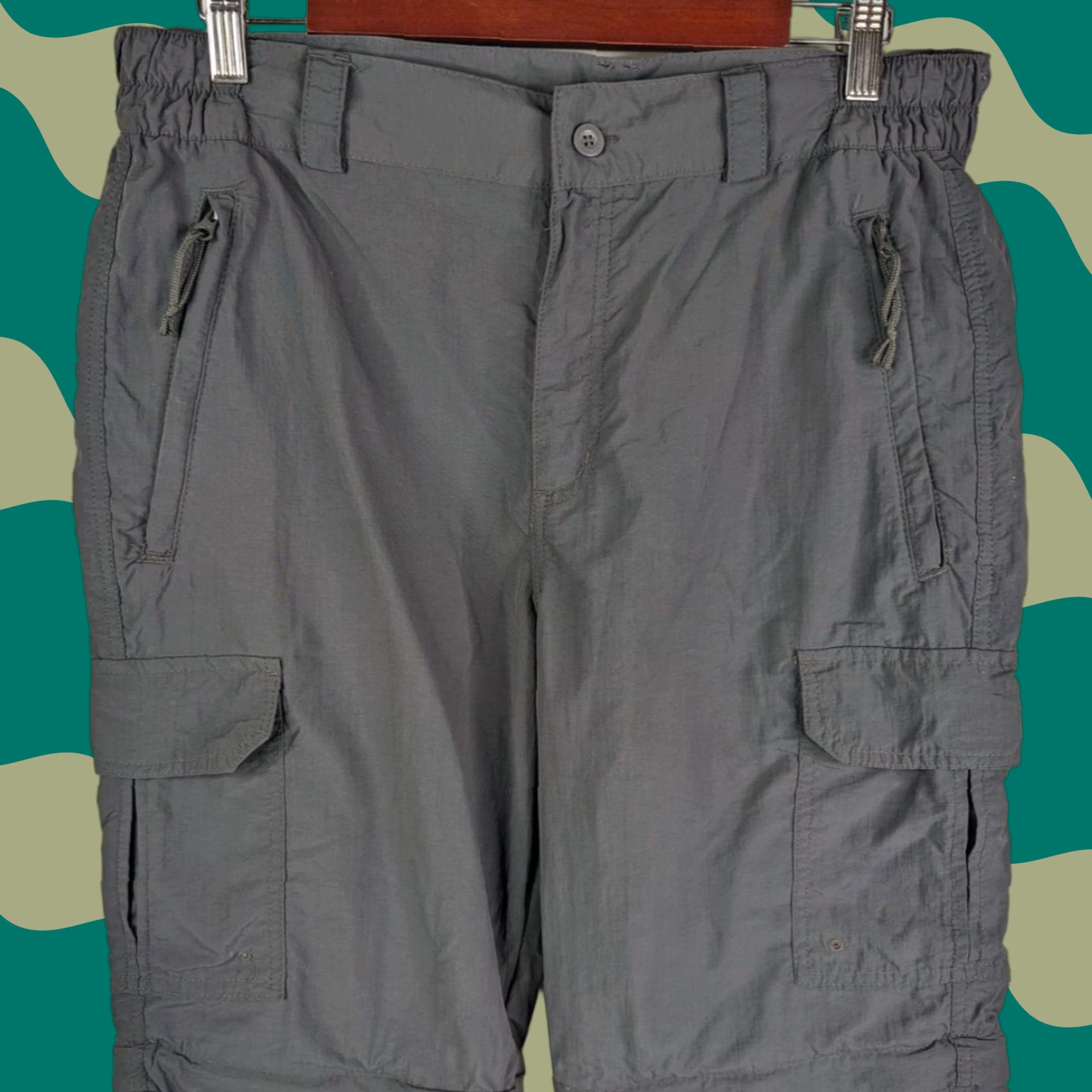 Vintage Mountain Warehouse Cargo Pants Men's 32 Grey Nylon Cotton Polyester Convertible Hiking Outdoor Workspace Casual Travel Size US 33 - 1 Thumbnail