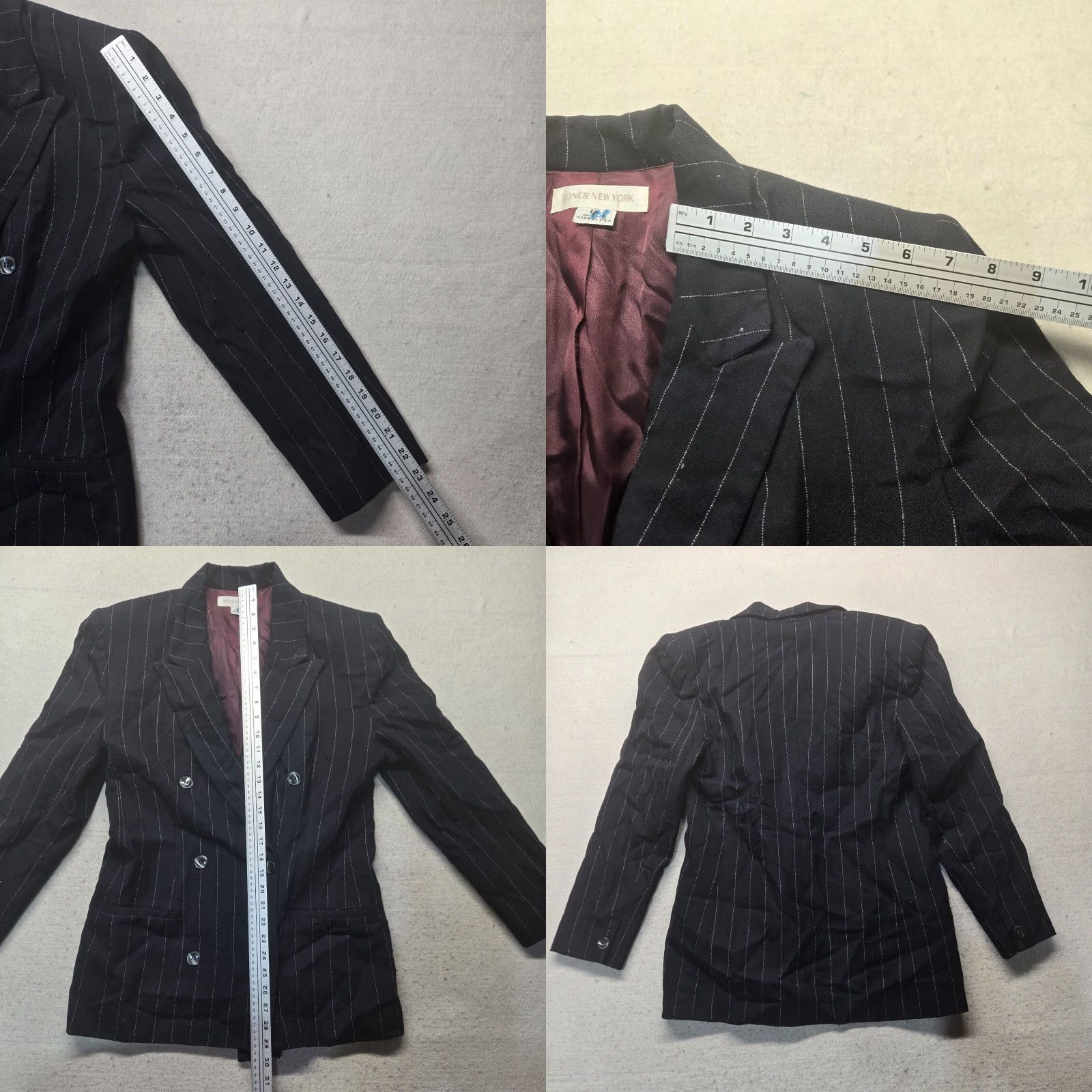 Jones New York Jones New York Blazer Womens 12 Black Striped Collared Floral Lined Jacket Poly Size XL / US 12-14 / IT 48-50 - 8 Thumbnail