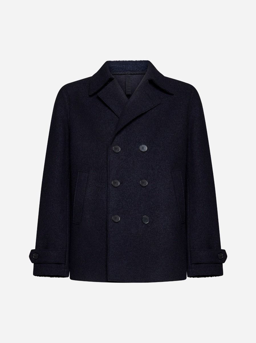 Harris Wharf London o1s22i1n1024 Double-Breasted Wool Coat in Blue Size US S / EU 44-46 / 1 - 1 Thumbnail