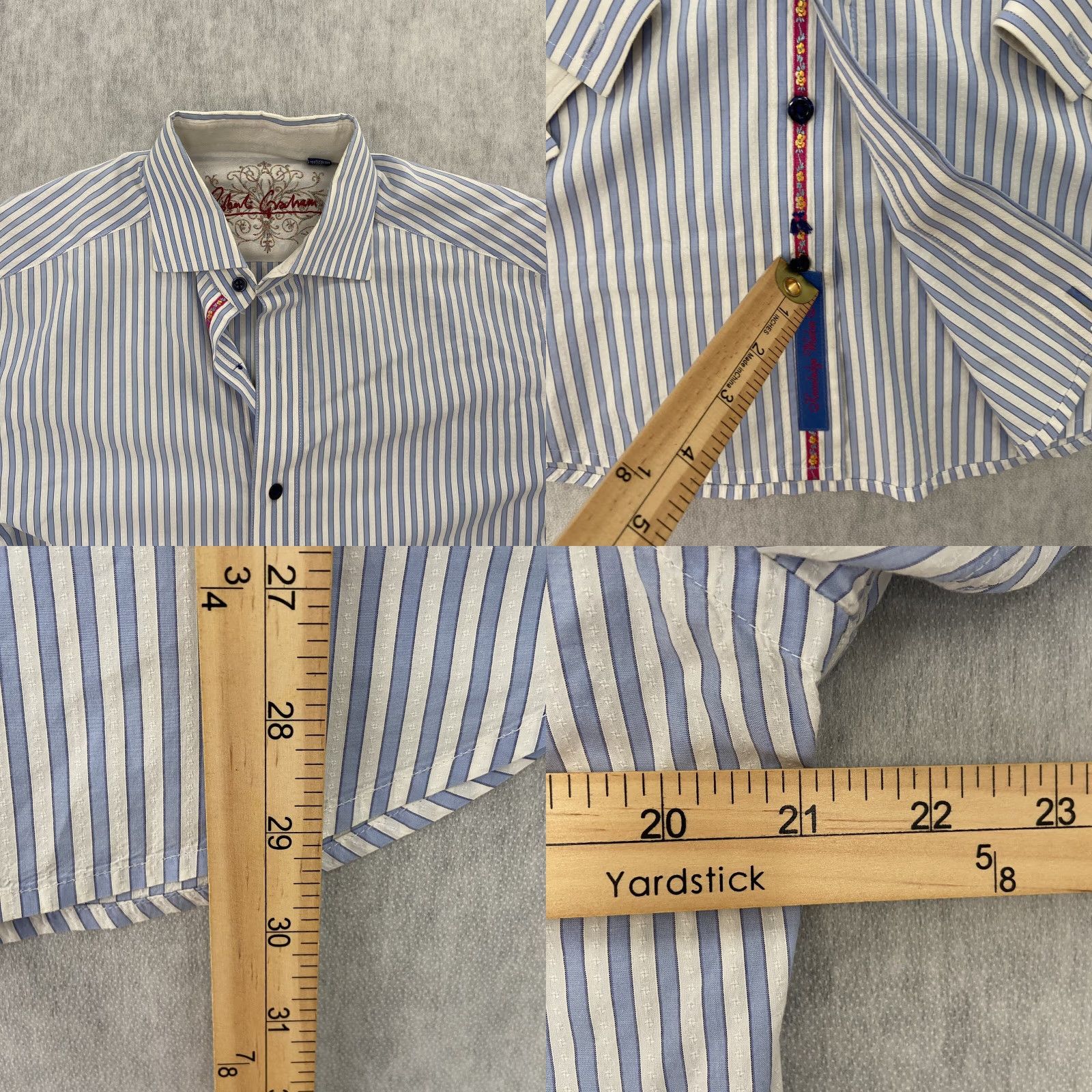 Robert Graham VINTAGE Robert Graham Shirt Men Adult Medium Blue White Striped Button-Up Long Sleeve Casual Size US M / EU 48-50 / 2 - 8 Thumbnail