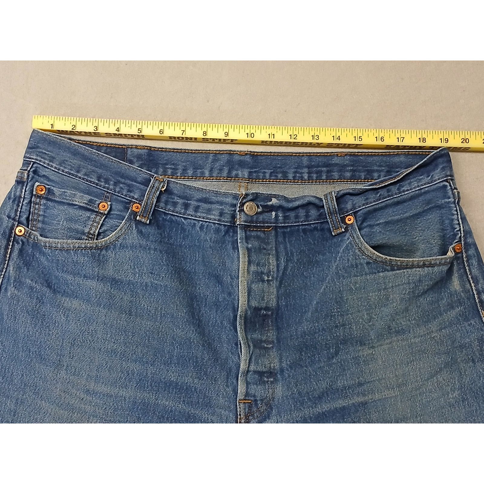 Levi's Levis (42x30) Men's Tapered Straight Fit Blue Denim Jeans Size US 42 / EU 58 - 3 Thumbnail