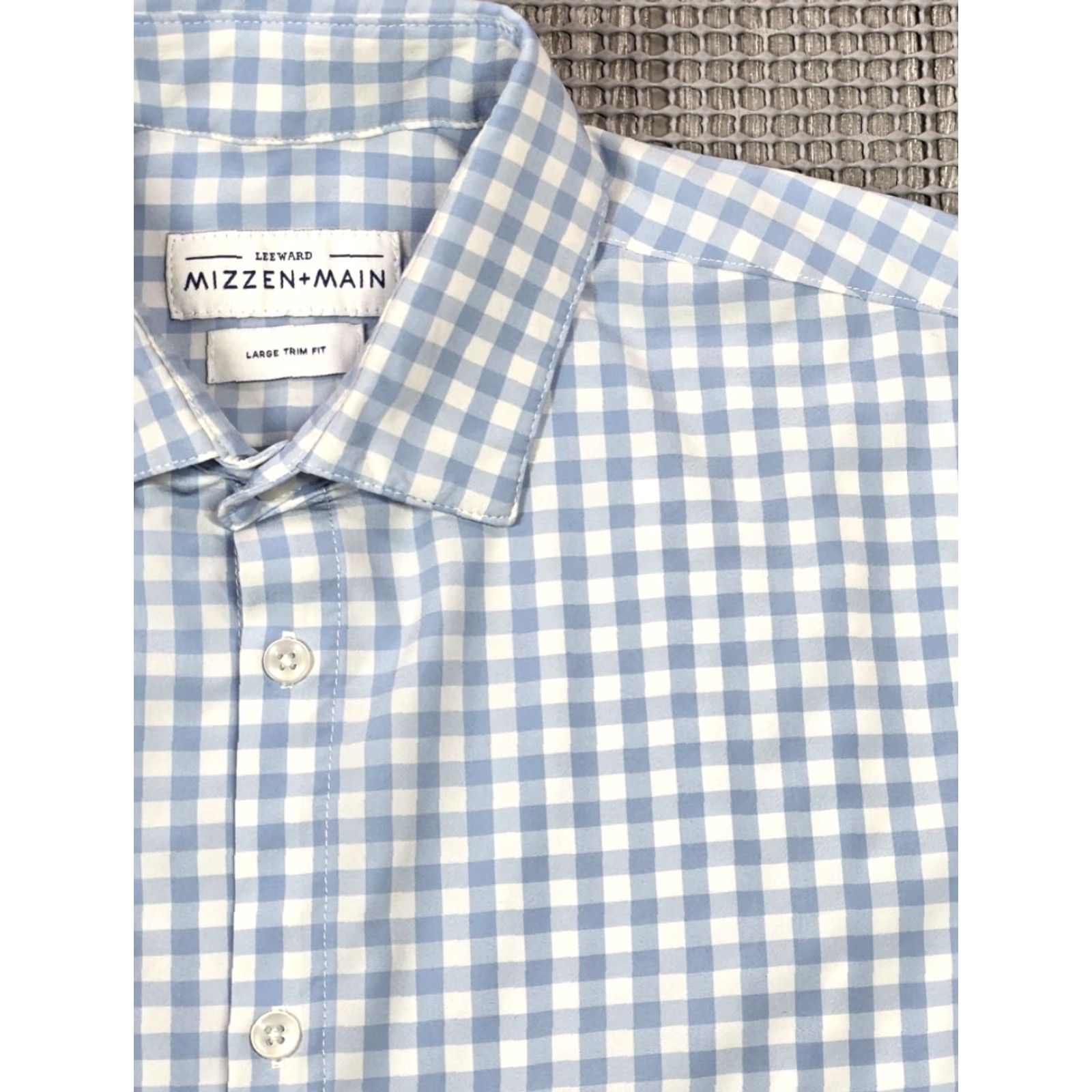 Mizzen+Main Mizzen Main Leeward Button up Shirt L Blue White Gingham Check Trim Fit Size US L / EU 52-54 / 3 - 3 Thumbnail