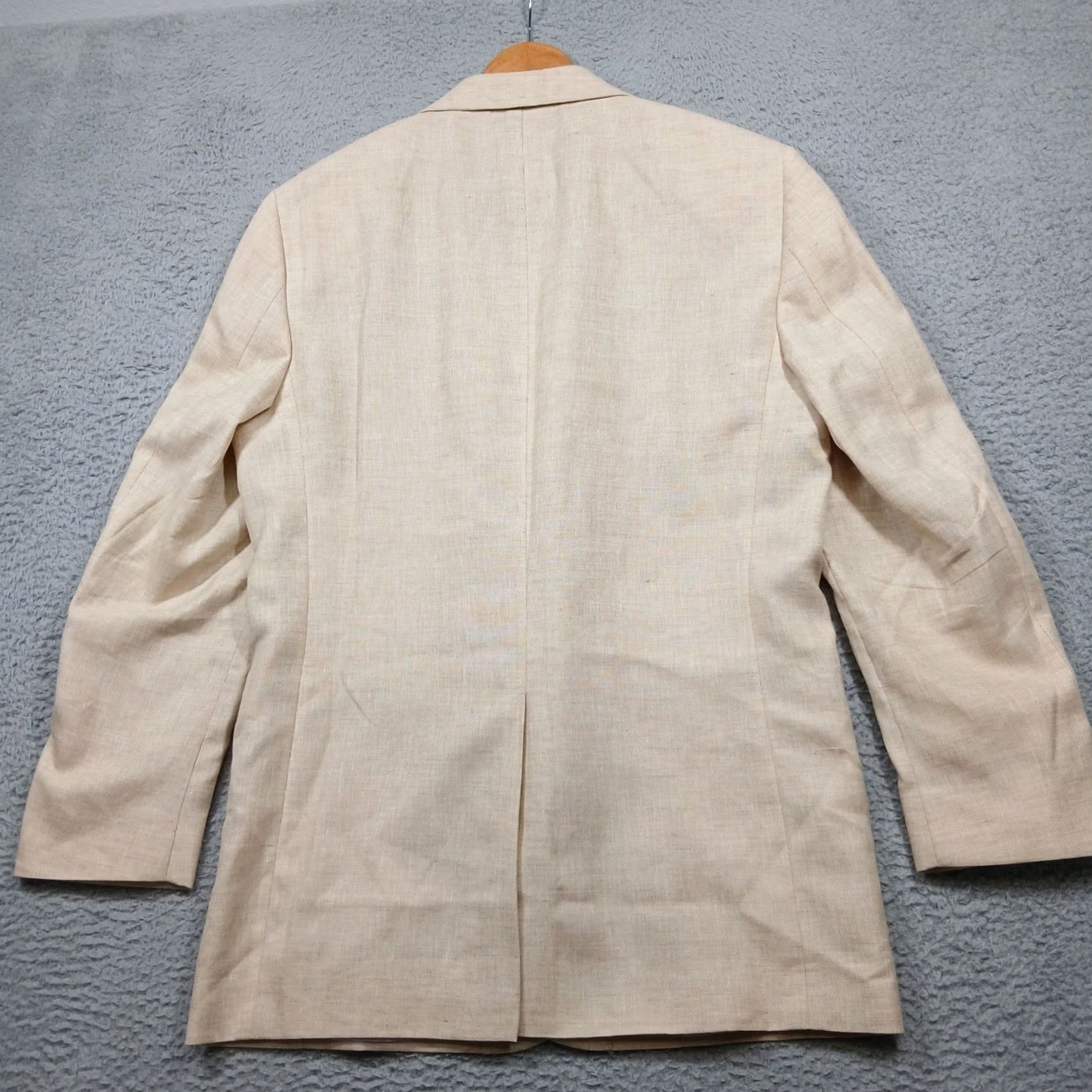 Jos. A. Bank Jos. A. Bank Men's Beige Linen Wool Blend Two Button Sport Coat Blazer 44L Size 44R - 2 Thumbnail
