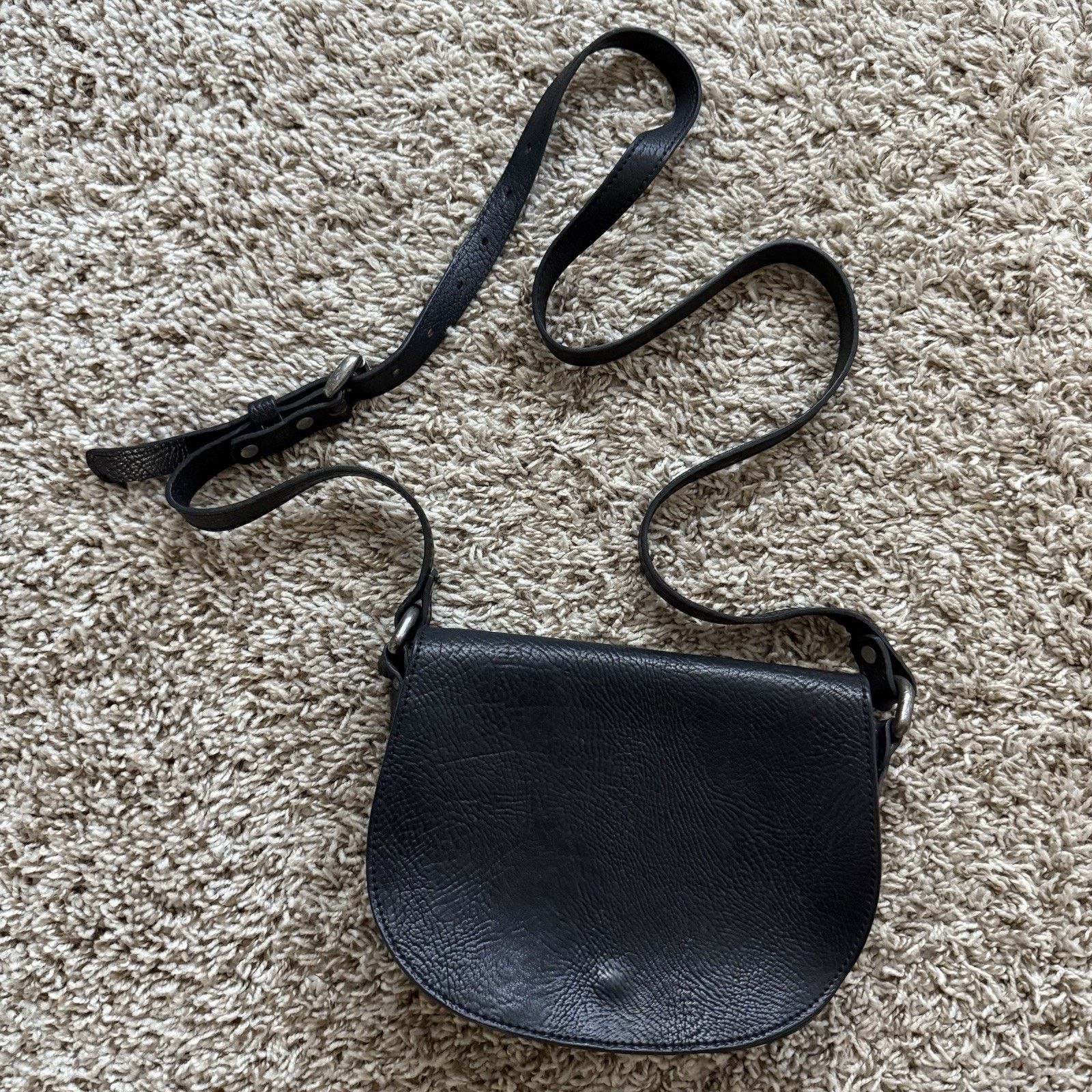 Other VIN BAKER Saddle Leather Black Cross-Body Shoulder Bag Purse Size ONE SIZE - 1 Thumbnail