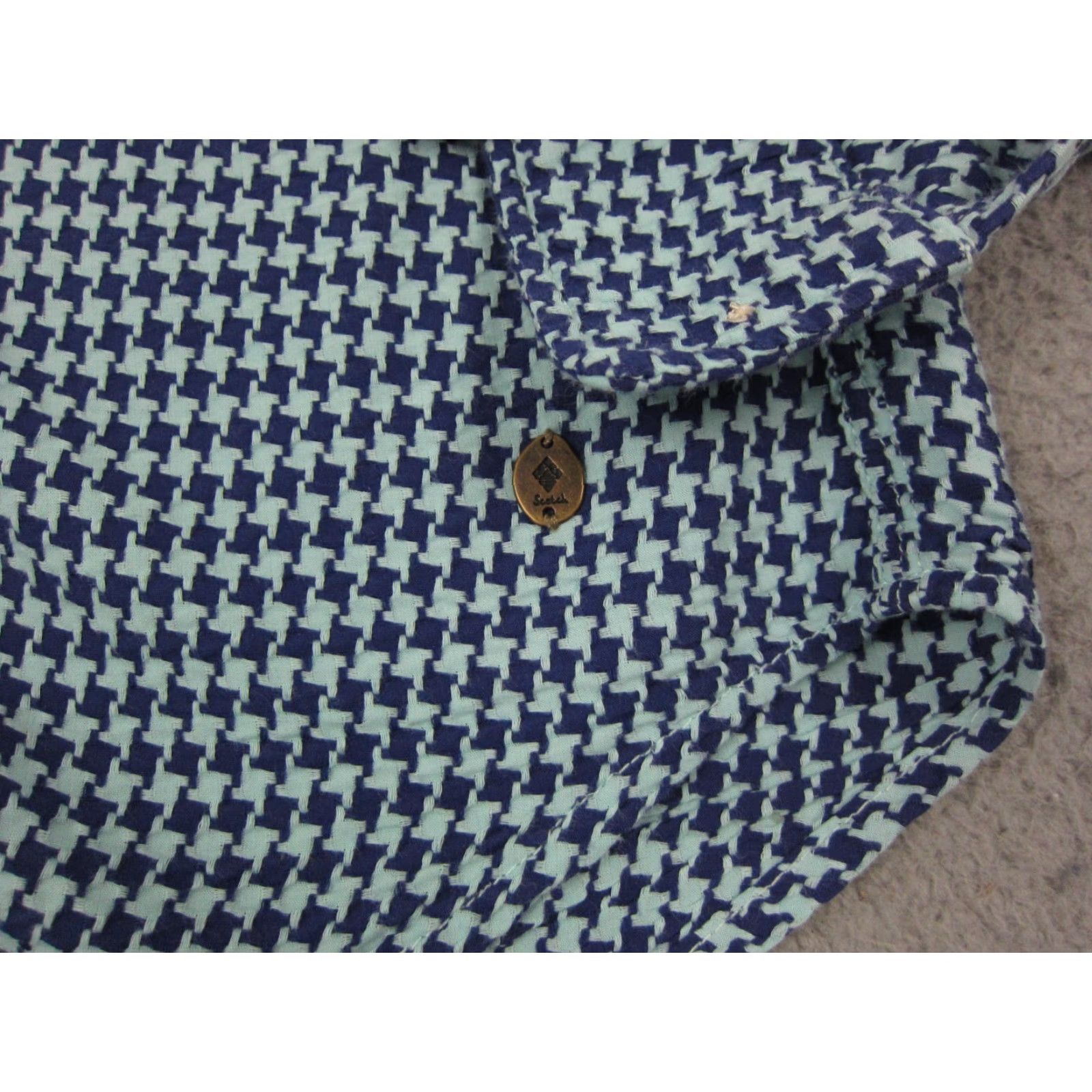 Scotch & Soda Scotch & Soda Shirt Adult Medium Blue Houndstooth Mens Button Up Casual 90s 80s Size US M / EU 48-50 / 2 - 3 Thumbnail