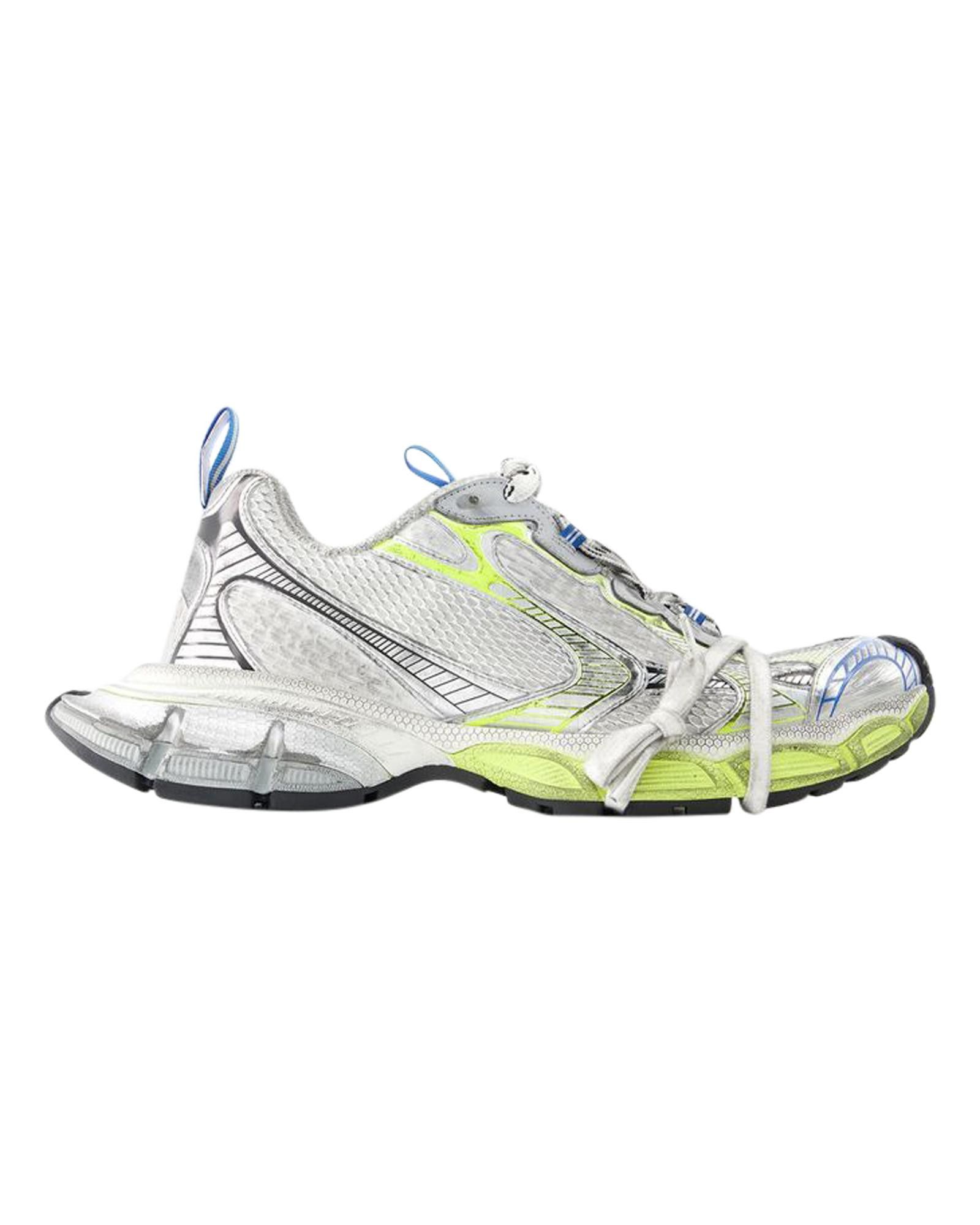 image of Balenciaga White/yellow/blue Synthetic Sneakers With Top Laces - Round Toe, Women's (Size 5)
