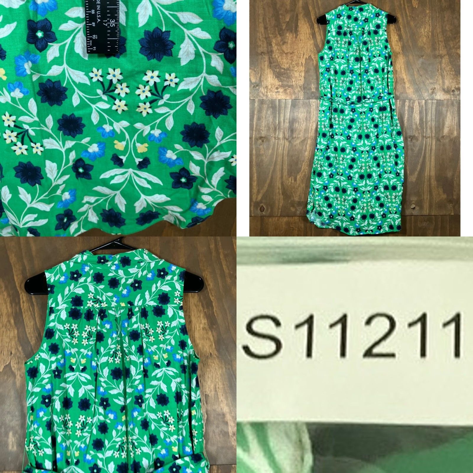 Ann Taylor Ann Taylor Dress Women's Green Floral V-Neck Belted Sleeveless Linen Blend Small Shirt? Size S / US 4 / IT 40 - 8 Thumbnail