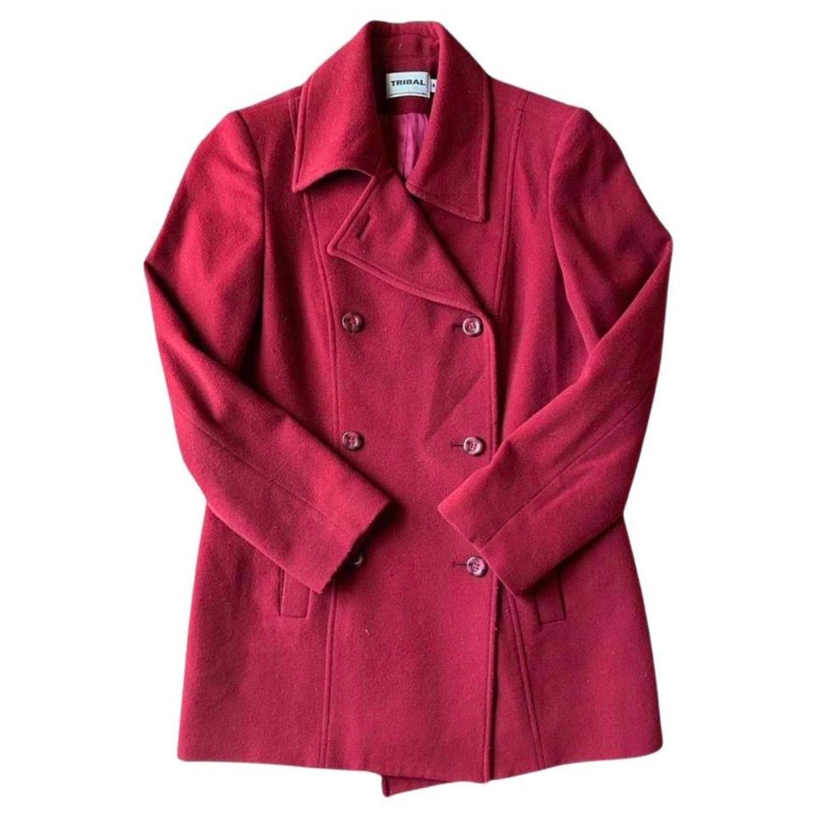 Vintage Y2k / 90s vintage red wool coat by tribal sz 4 Size S / US 4 / IT 40 - 1 Thumbnail