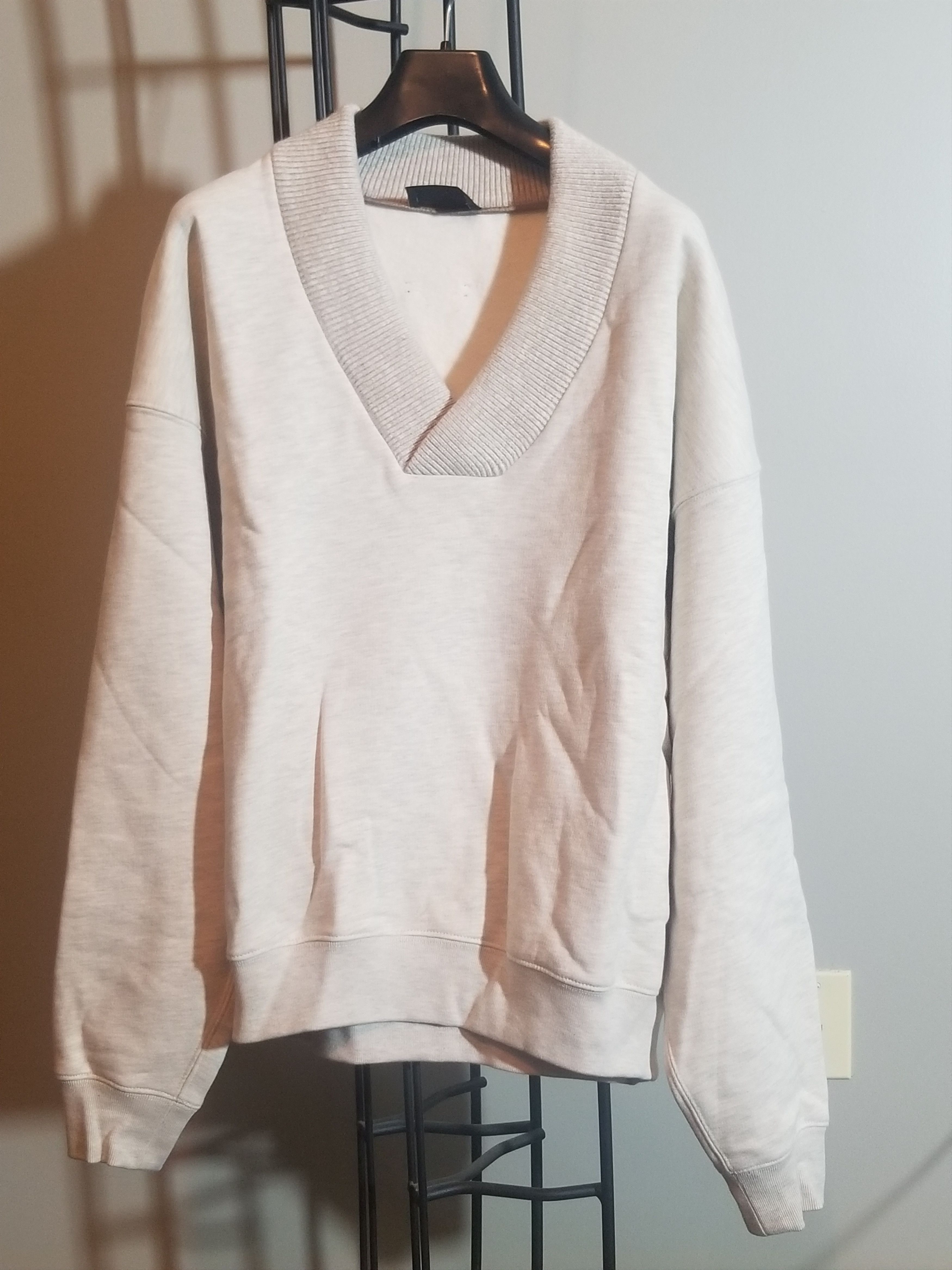 image of Fear Of God Seventh Collection Cream V-Neck Sweatshirt New in Cream Heather, Men's (Size Small)