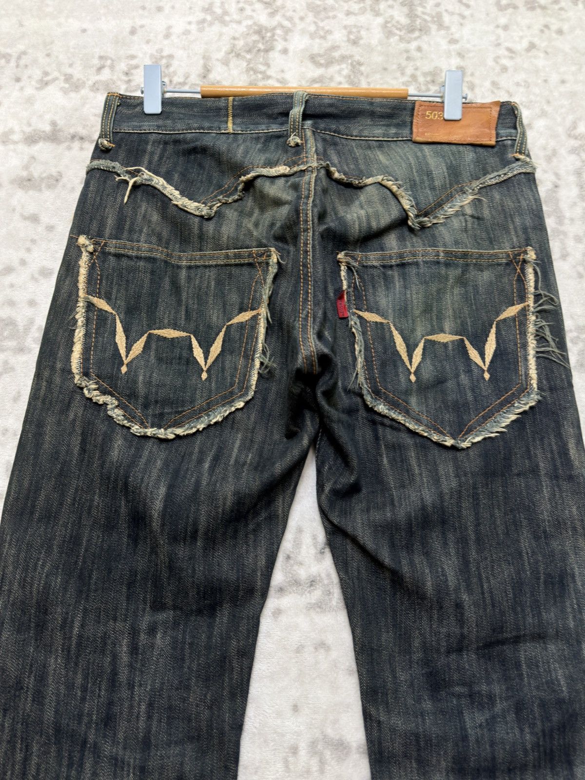Edwin Flared EDWIN 503 Distressed Style V Pocket Denim Jeans Size US 31 - 9 Thumbnail