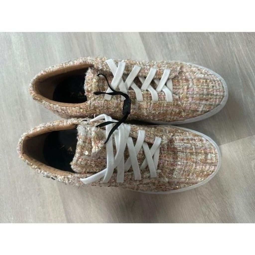 Zara Zara Tweed Sequins Banana Embellished Sneakers Women 5 US EU Size US 5 / IT 35 - 7 Thumbnail