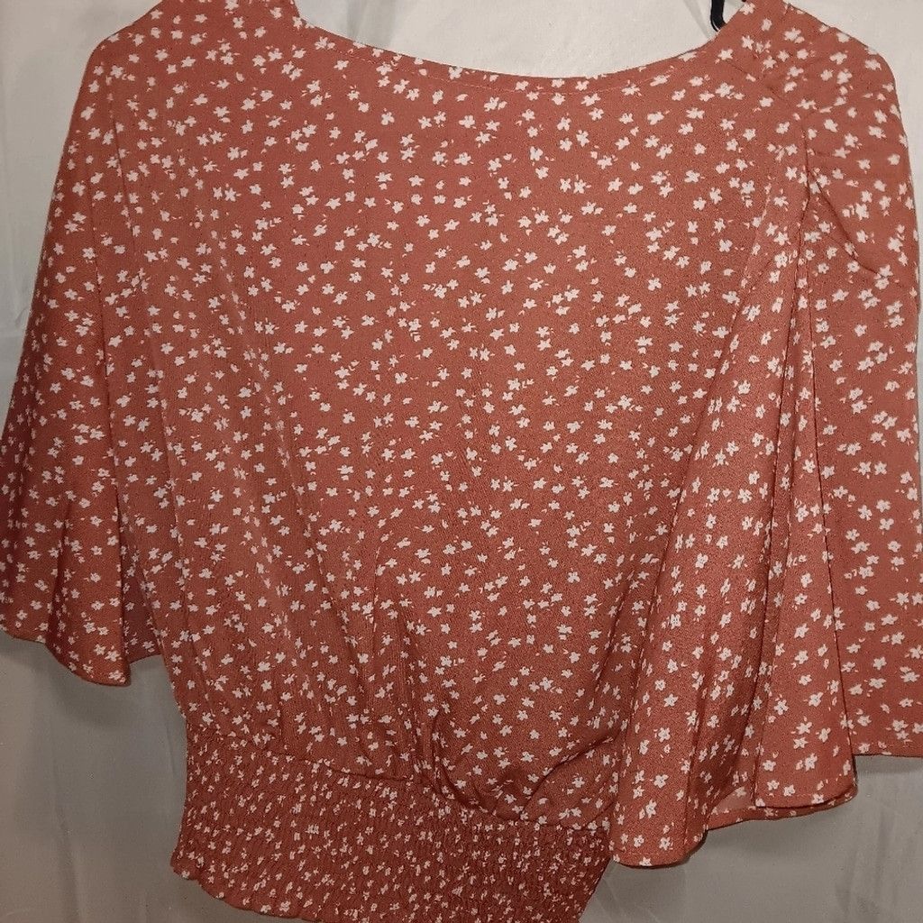 Shein Shein Brown shirt/ little white flowers, womens L, nwot, Size L / US 10 / IT 46 - 5 Thumbnail