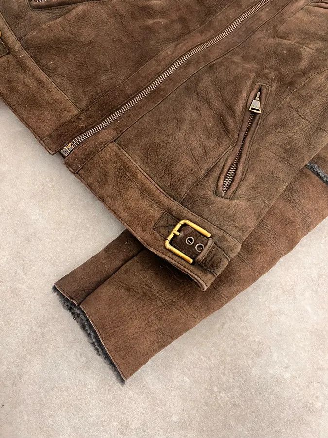 Dolce & Gabbana 2000s Dolce & Gabbana Aviator Shearling Brown Leather Jacket Size M / US 6-8 / IT 42-44 - 7 Thumbnail