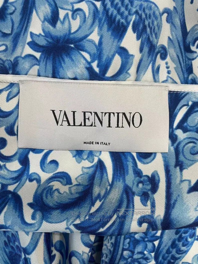 Valentino Valentino Blue and white porcelain silk dress Size L / US 10 / IT 46 - 4 Thumbnail