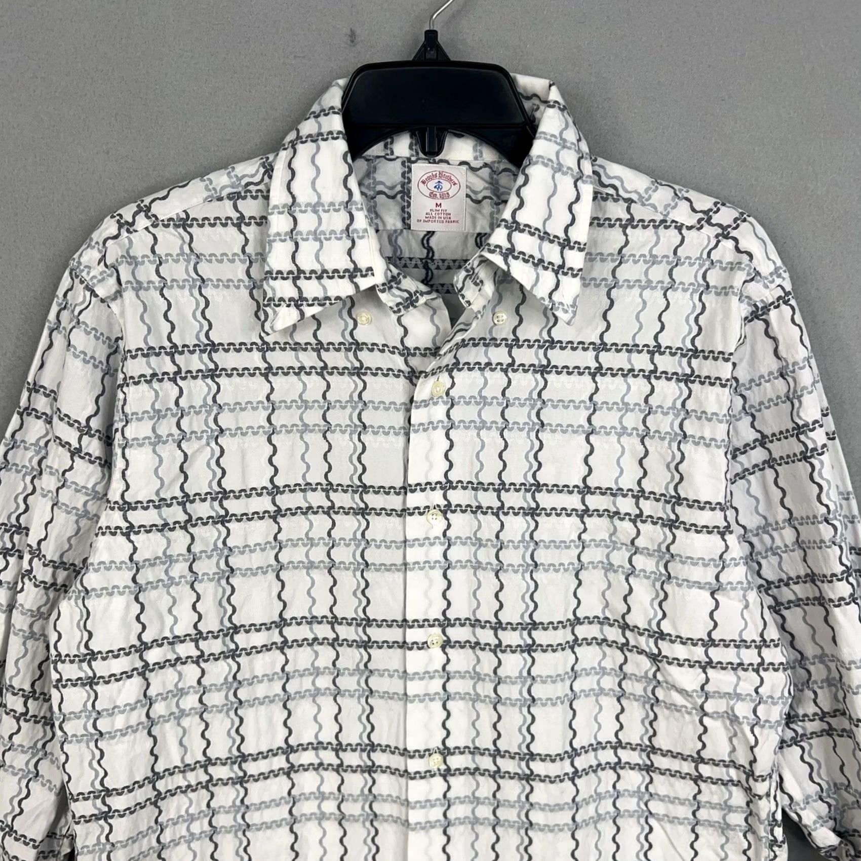 Brooks Brothers Vintage Brooks Brothers Shirt Mens Medium White Gray Plaid Slim Fit USA Made Size US M / EU 48-50 / 2 - 2 Thumbnail