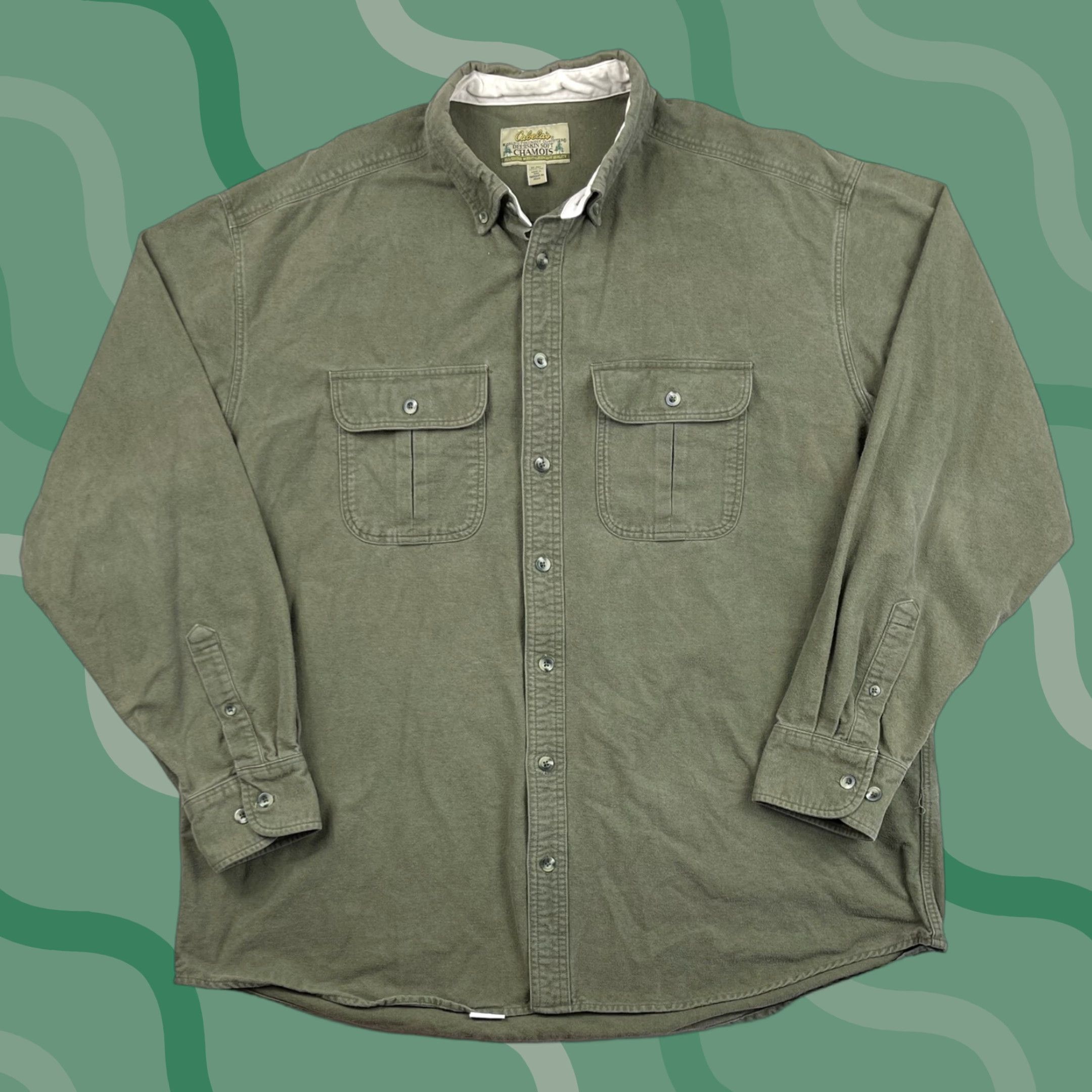 Vintage Cabela's Shirt Chamois Flannel Long Sleeve Button-Up Green XL Men Hunting Casual Workwear Size US XL / EU 56 / 4 - 1 Thumbnail