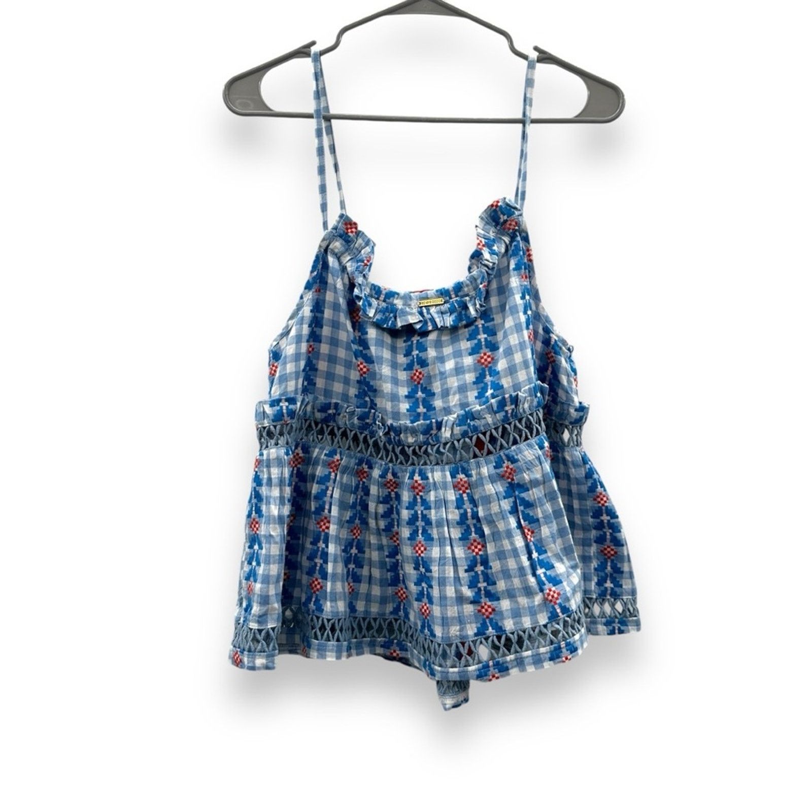 Dodo Bar Or DoDo Bar Or Blue & White Gingham Print Tie Tassel Top Sz M Size M / US 6-8 / IT 42-44 - 4 Thumbnail