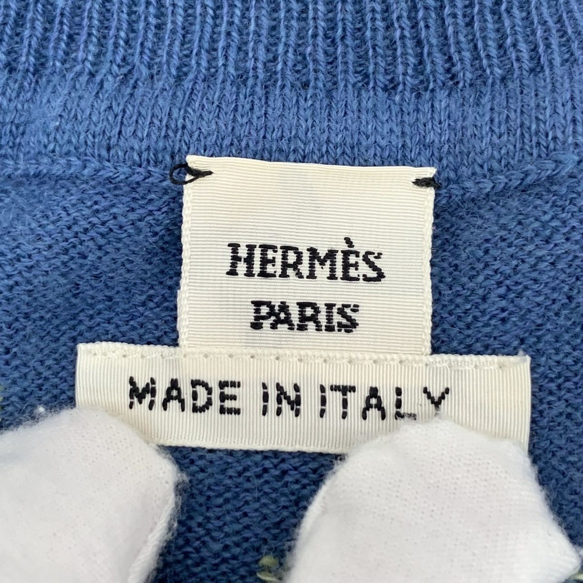 Hermes Hermes Blue Pattern Polka Dot Embroidered Cashmere Knit Size XS / US 0-2 / IT 36-38 - 6 Thumbnail