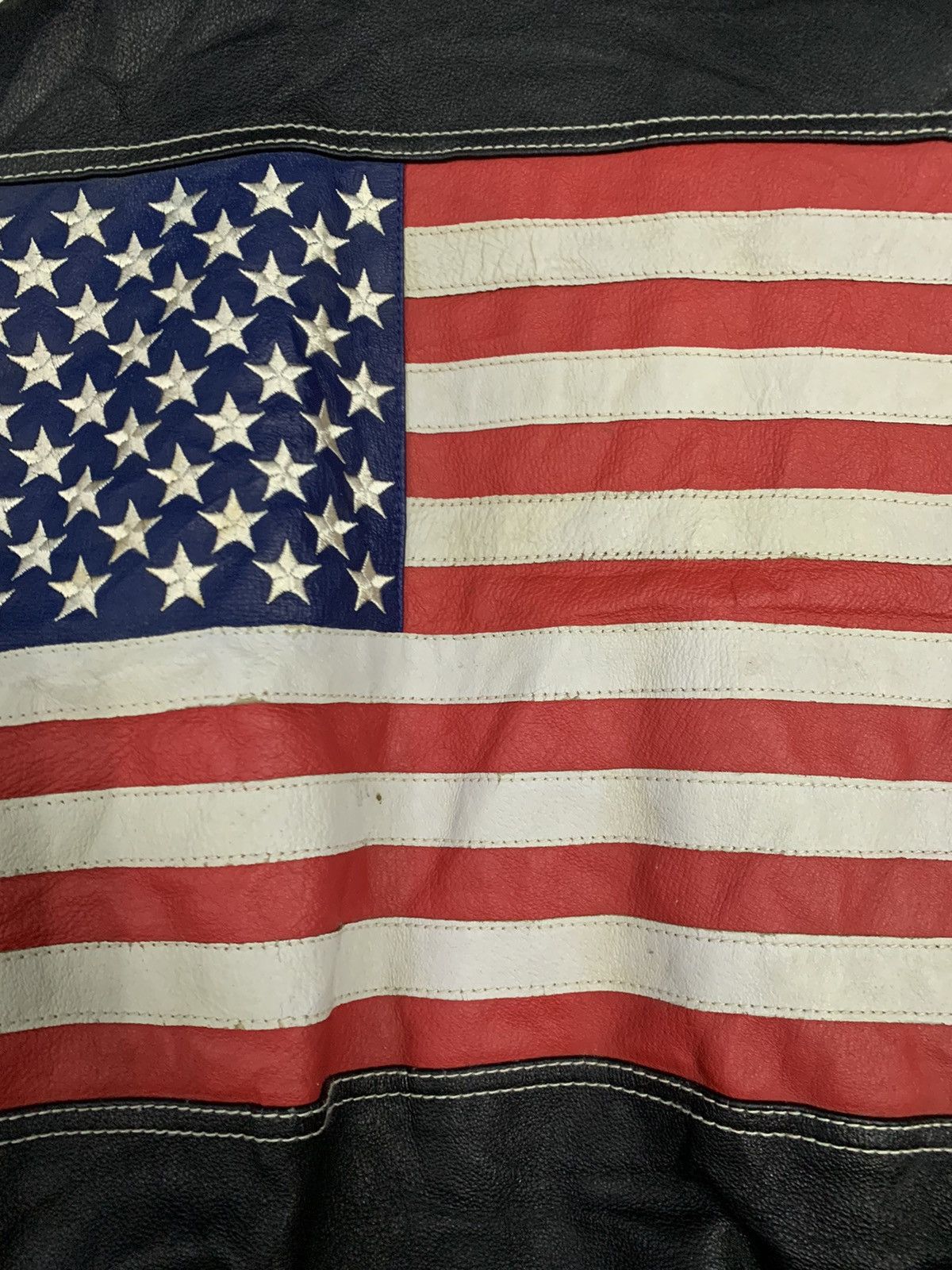 Other Vintage Human Being USA Flag Real Leather Bomber Jacket Size US M / EU 48-50 / 2 - 15 Thumbnail