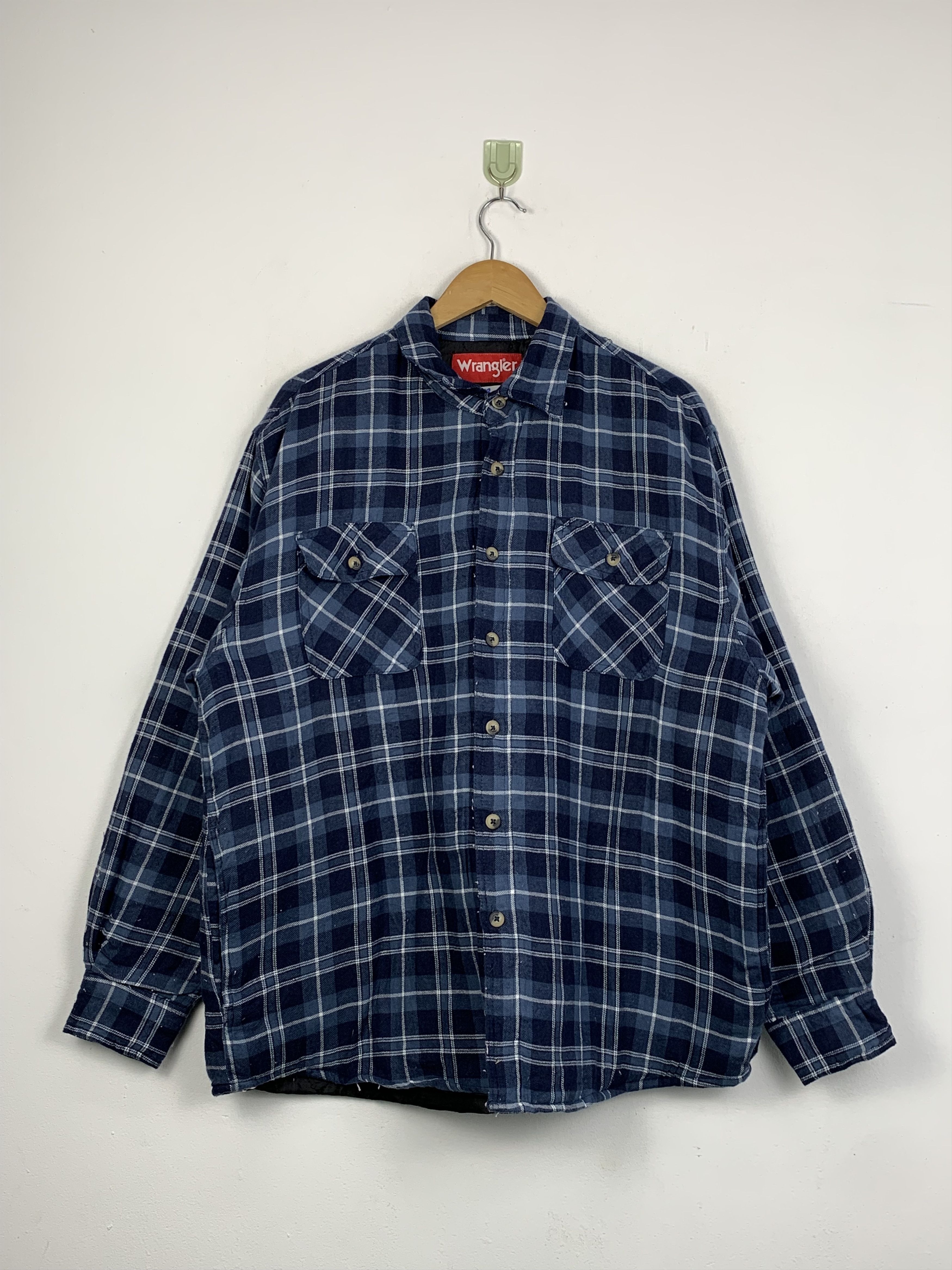Vintage × Wrangler Vintage Wrangler Shadow Plaid Wool Jacket J1468 Size US L / EU 52-54 / 3 - 1 Thumbnail