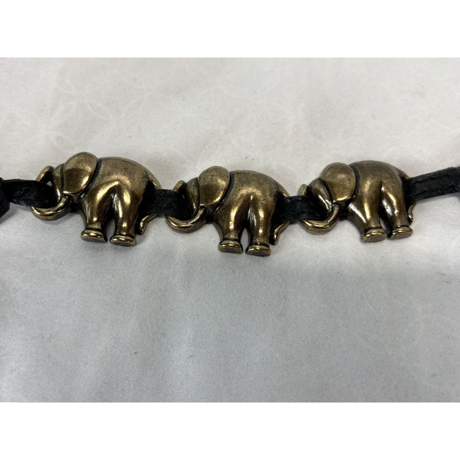 Liz Claiborne VINTAGE Liz Claiborne Belt Leather Black Elephant Brass Hardware 28”-32” Womens M Size ONE SIZE - 2 Thumbnail