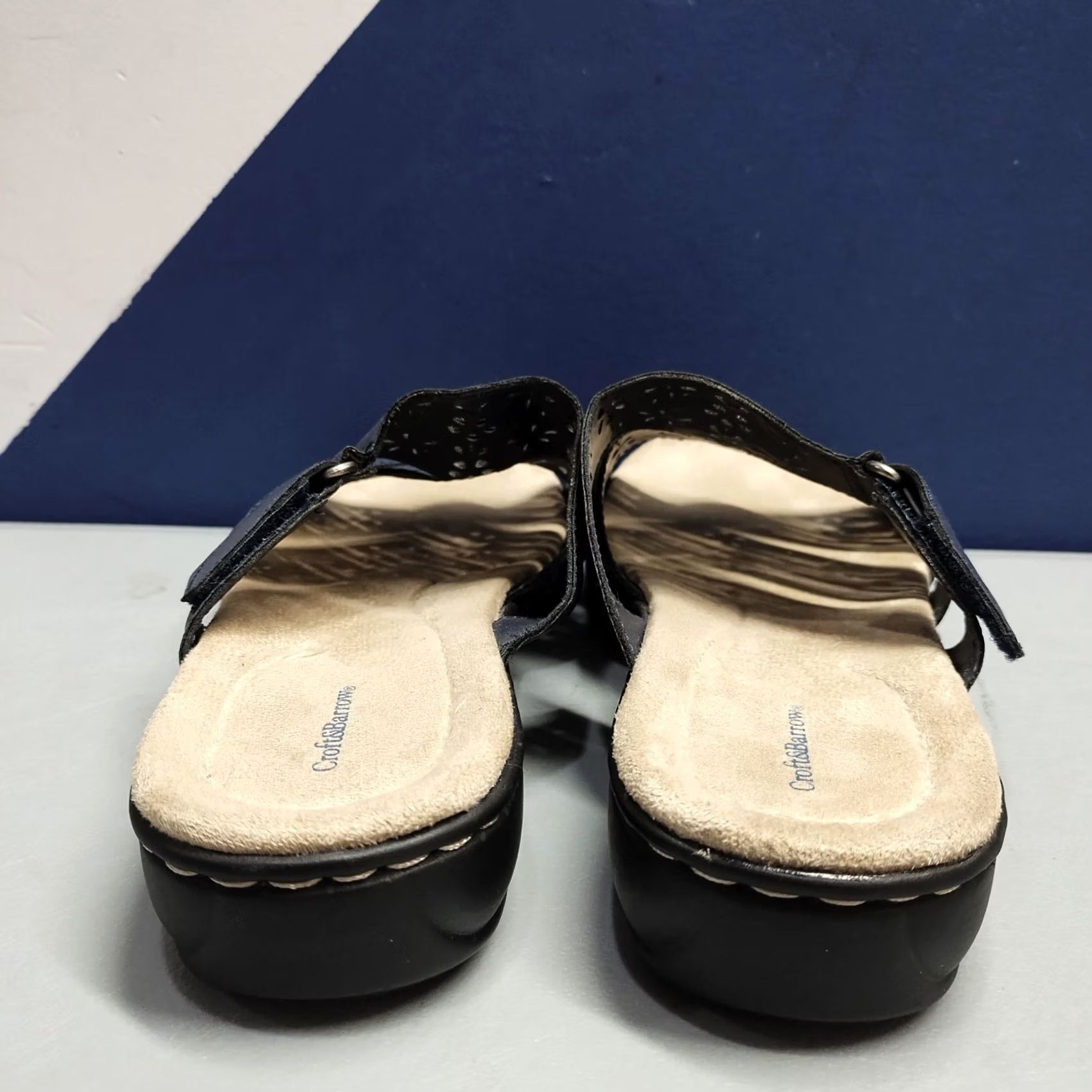 Croft & Barrow Croft & Barrow Slide Sandals Womens US 7.5M Blue Cutout Detail Comfort Slip On Size US 8 / IT 38 - 5 Thumbnail