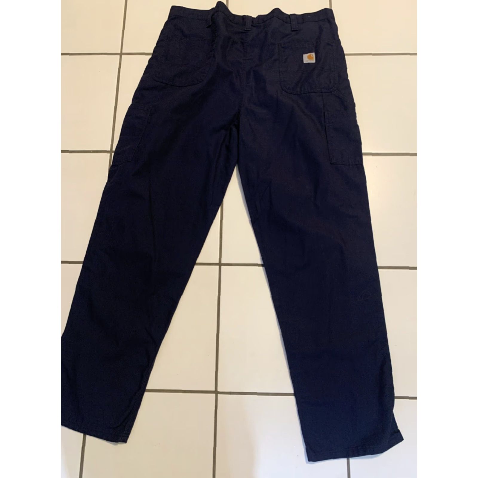 Carhartt Carhartt Work Pants Dungaree Fit Men's 42x34 Navy Blue Cotton Blend Size US 42 / EU 58 - 2 Thumbnail