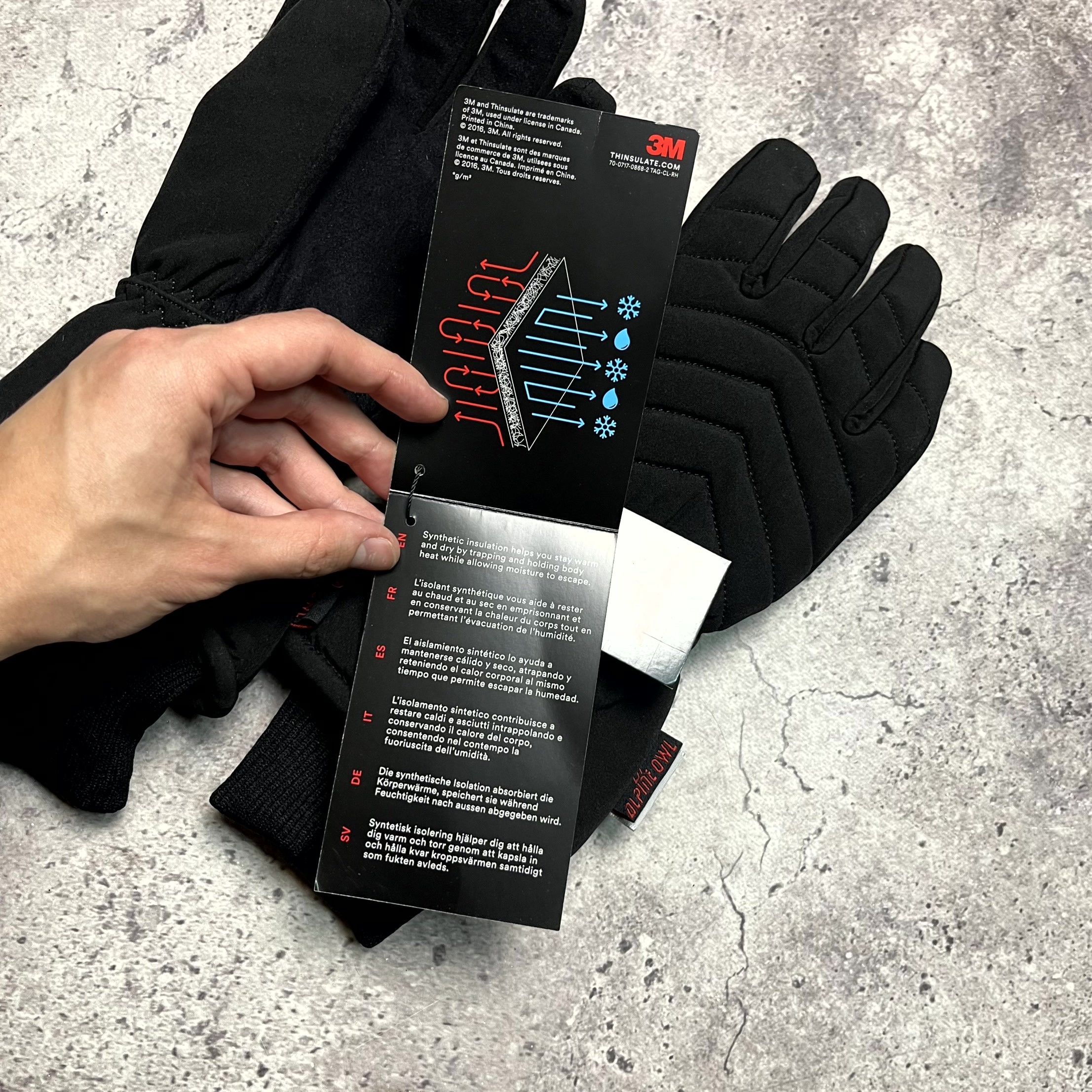 Other Alpine Owl 3M Thinsulate Black Softshell Ski Gloves Size ONE SIZE - 3 Thumbnail