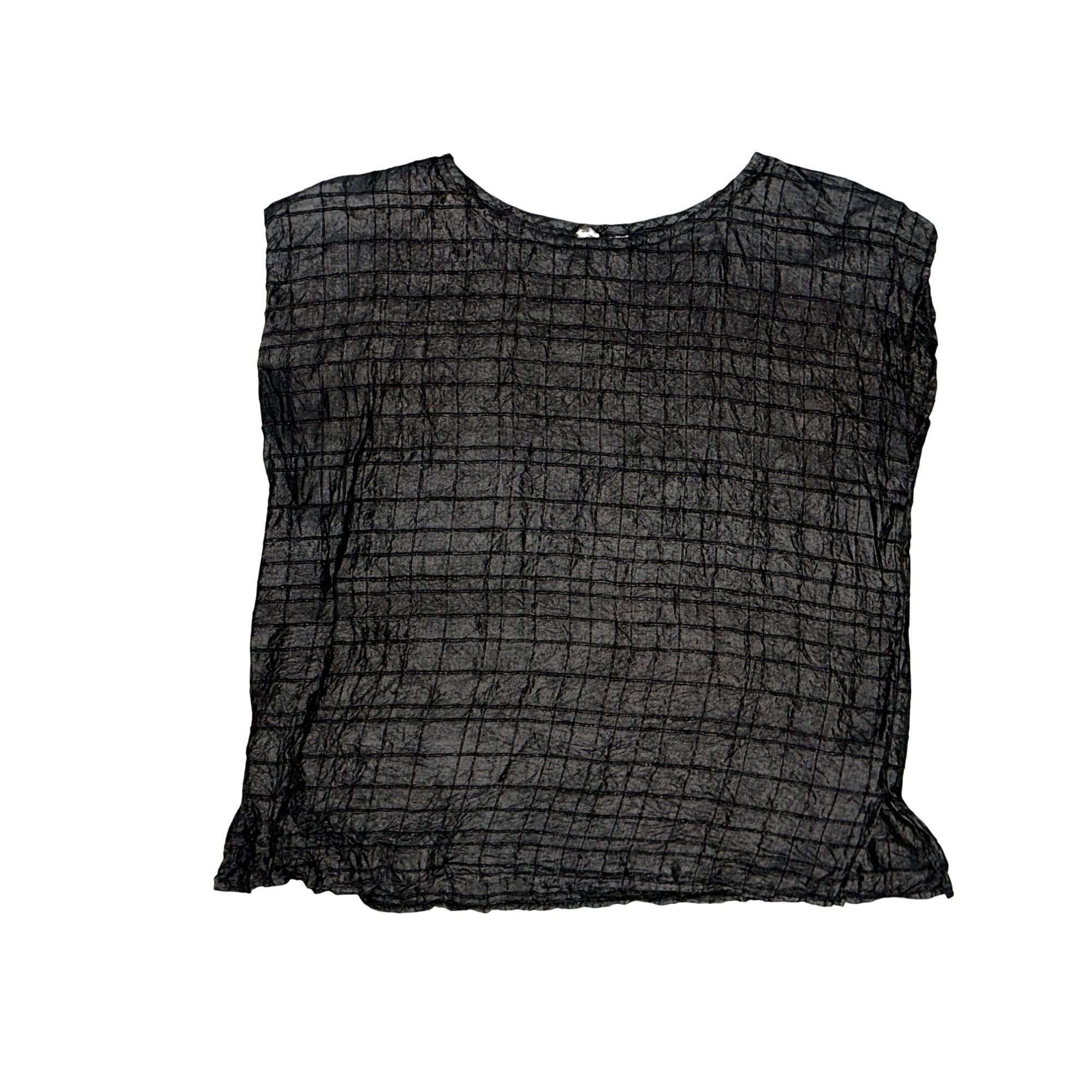 Other Royal Silk Vintage Large Black 100% Silk Crinkle Grid Blouse Size L / US 10 / IT 46 - 9 Thumbnail