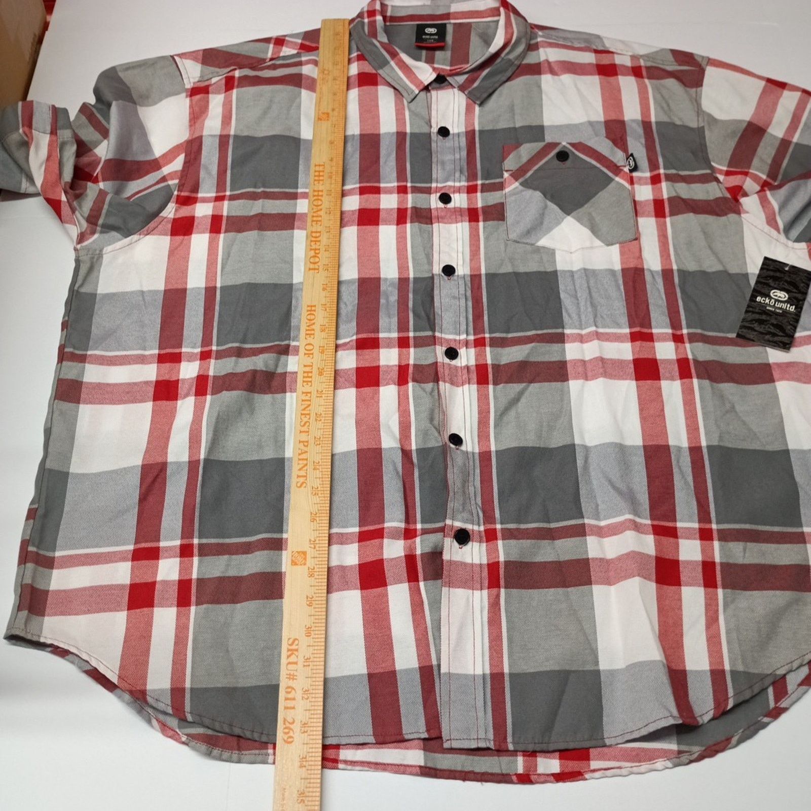 Ecko Unltd. Ecko Unltd Shirt Men's 5XB Pocket Button Red Gray Plaid NWT Size US XXL / EU 58 / 5 - 5 Thumbnail