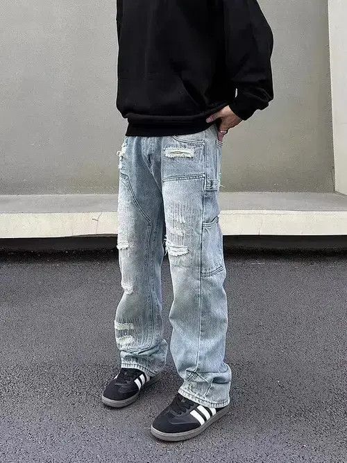Designer × Vintage Street washed ripped ripped hip hop jeans Size US 32 / EU 48 - 1 Thumbnail